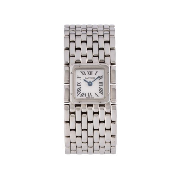 CARTIER - CARTIER - PANTHERE RUBAN OROLOGIO SOLO TEMPO AL QUARZO IN ACCIAIO CON BRACCIALE INTEGRATO IN ACCIAIO E QUADRANTE MADREPERLA