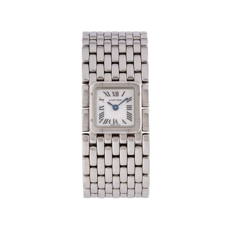 Cartier - Panthère Ruban 2420, orologio da polso solo tempo al quarzo in acciaio con quadrante in...