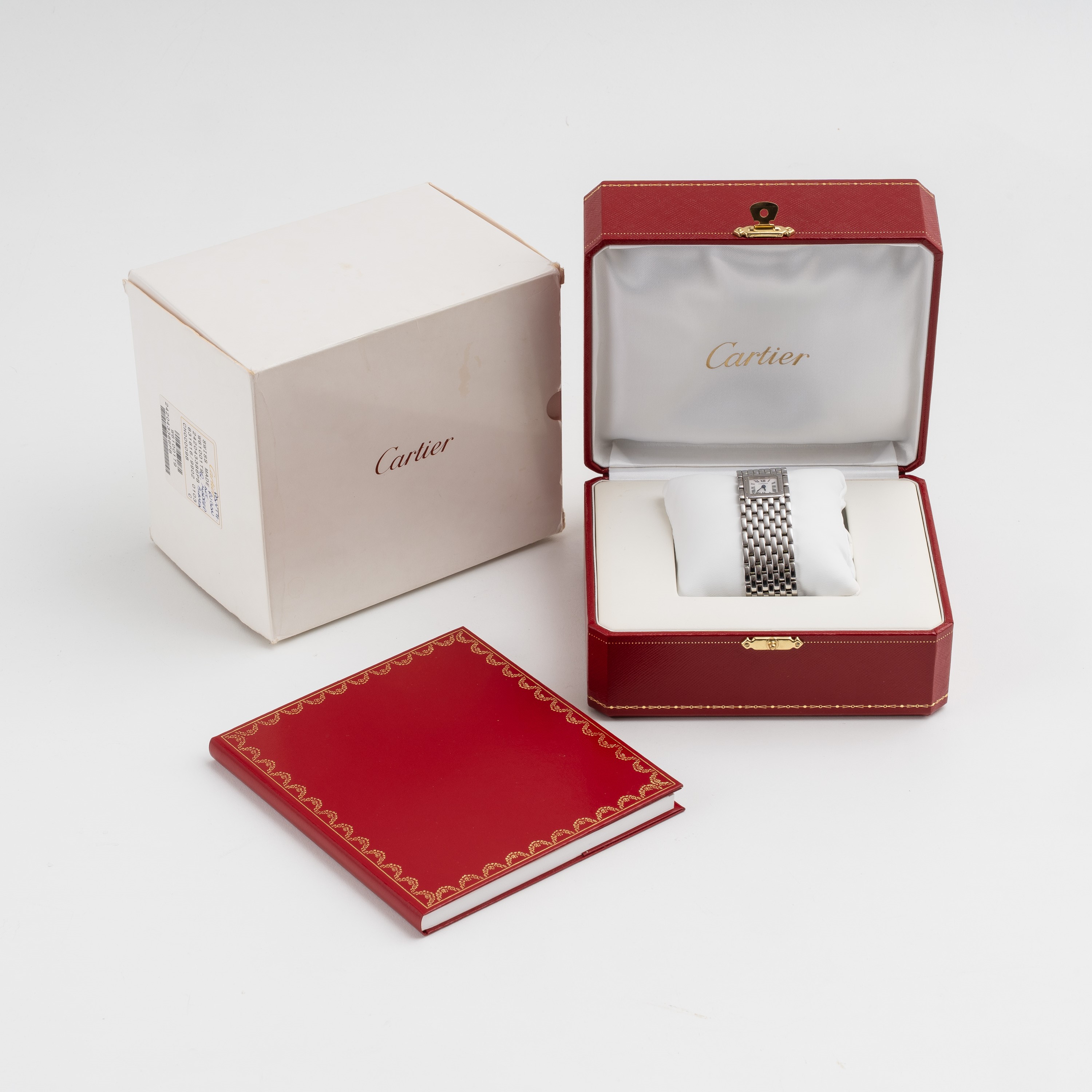 Cartier - Panthère Ruban 2420, orologio da polso solo tempo al quarzo in acciaio con quadrante in...