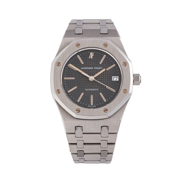 AUDEMARS PIGUET - AUDEMARS PIGUET - ROYAL OAK OROLOGIO SOLO TEMPO A CARICA AUTOMATICA IN ACCIAIO CON QUADRANTE NERO E DATARIO AD ORE TRE