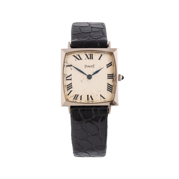 PIAGET - PIAGET  OROLOGIO SOLO TEMPO A CARICA MANUALE IN ORO BIANCO 18 KT CON QUADRANTE BIANCO E INDICI ROMANI NERI