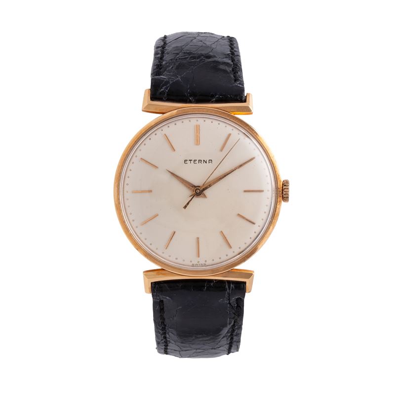 Eterna - Orologio da polso Solo Tempo a carica manuale in oro rosa 18 kt con quadrante bianco