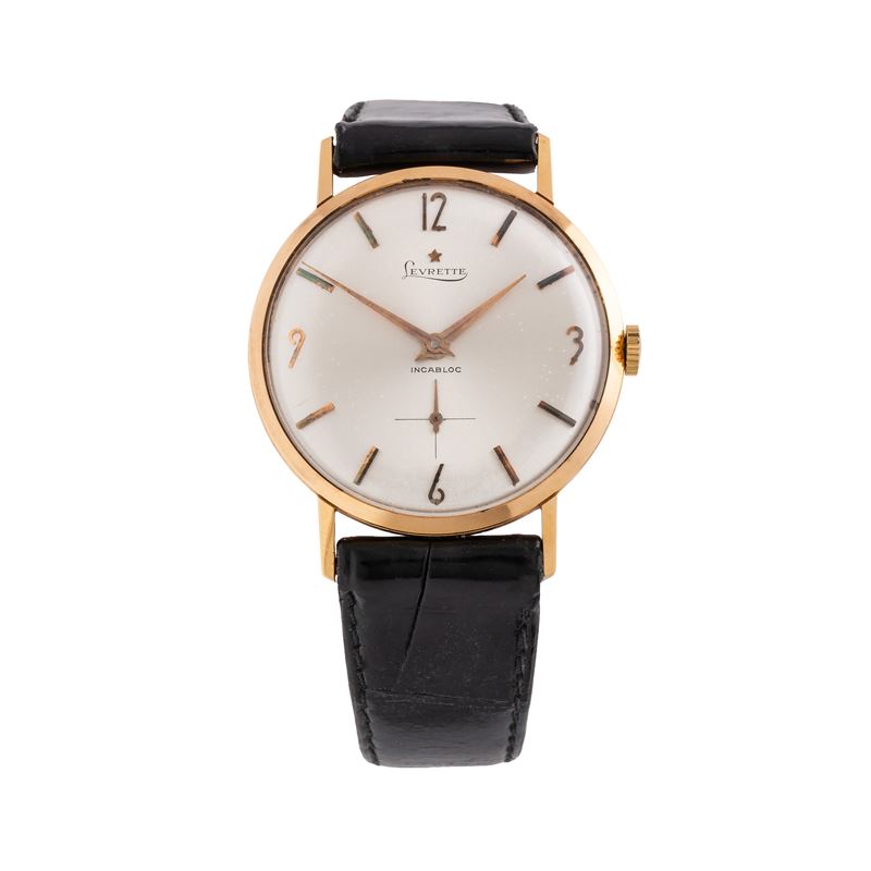 Levrette - Orologio solo tempo a carica manuale in oro giallo 18 kt con quadrante argenté e picco...