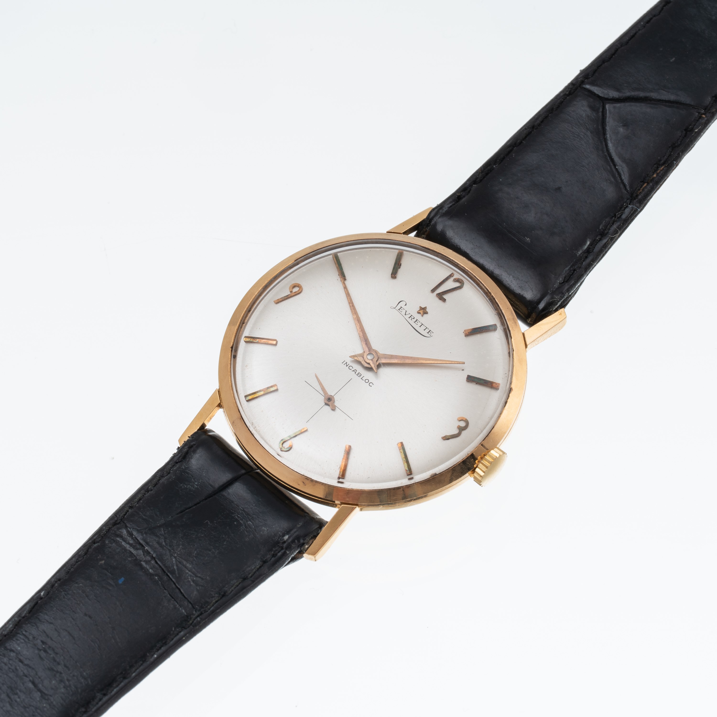 Levrette - Orologio solo tempo a carica manuale in oro giallo 18 kt con quadrante argenté e picco...