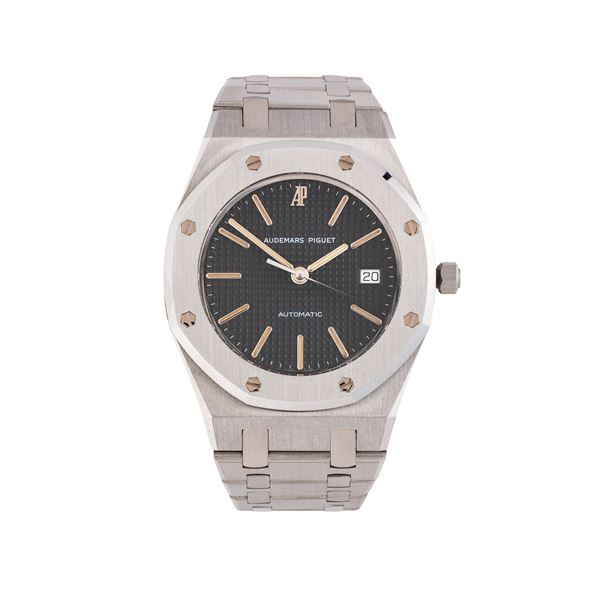 AUDEMARS PIGUET - AUDEMARS PIGUET - ROYAL OAK OROLOGIO SOLO TEMPO A CARICA AUTOMATICA IN ACCIAIO CON QUADRANTE NERO E DATARIO AD ORE TRE