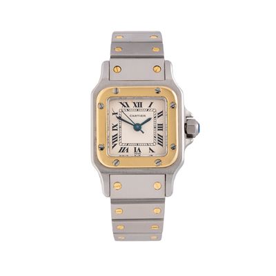 Santos Galbé Lady, orologio solo tempo automatico in acciaio e oro giallo 18 kt