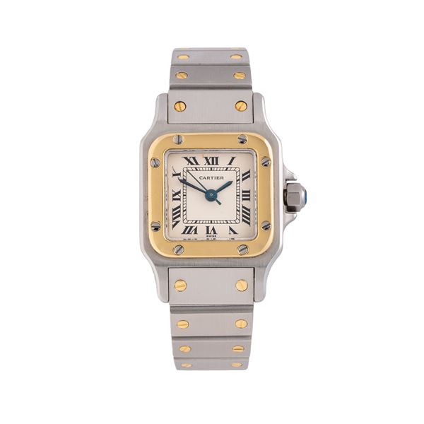 CARTIER - CARTIER - SANTOS GALBE' LADY OROLOGIO SOLO TEMPO A CARICA AUTOMATICA ACCIAIO E ORO GIALLO 18 KT CON BRACCIALE IN ACCIAIO E ORO GIALLO 18 KT