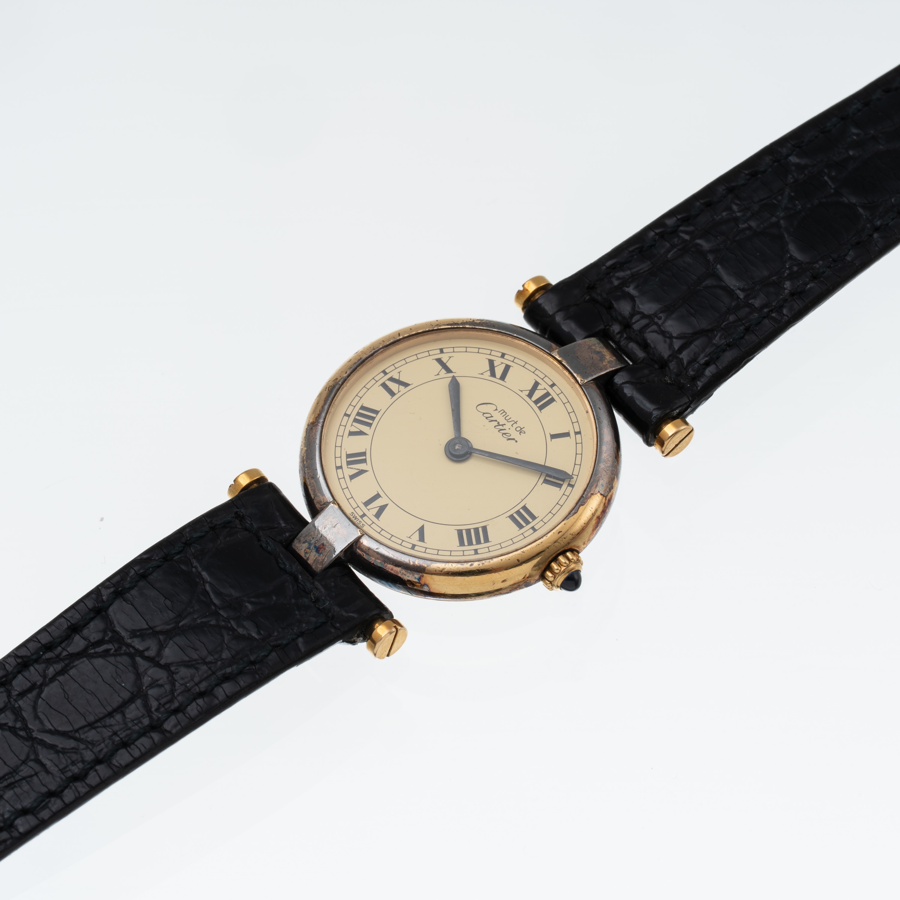 Cartier - Must de Vendôme — orologio solo tempo al quarzo in argento placcato oro con quadrante g...