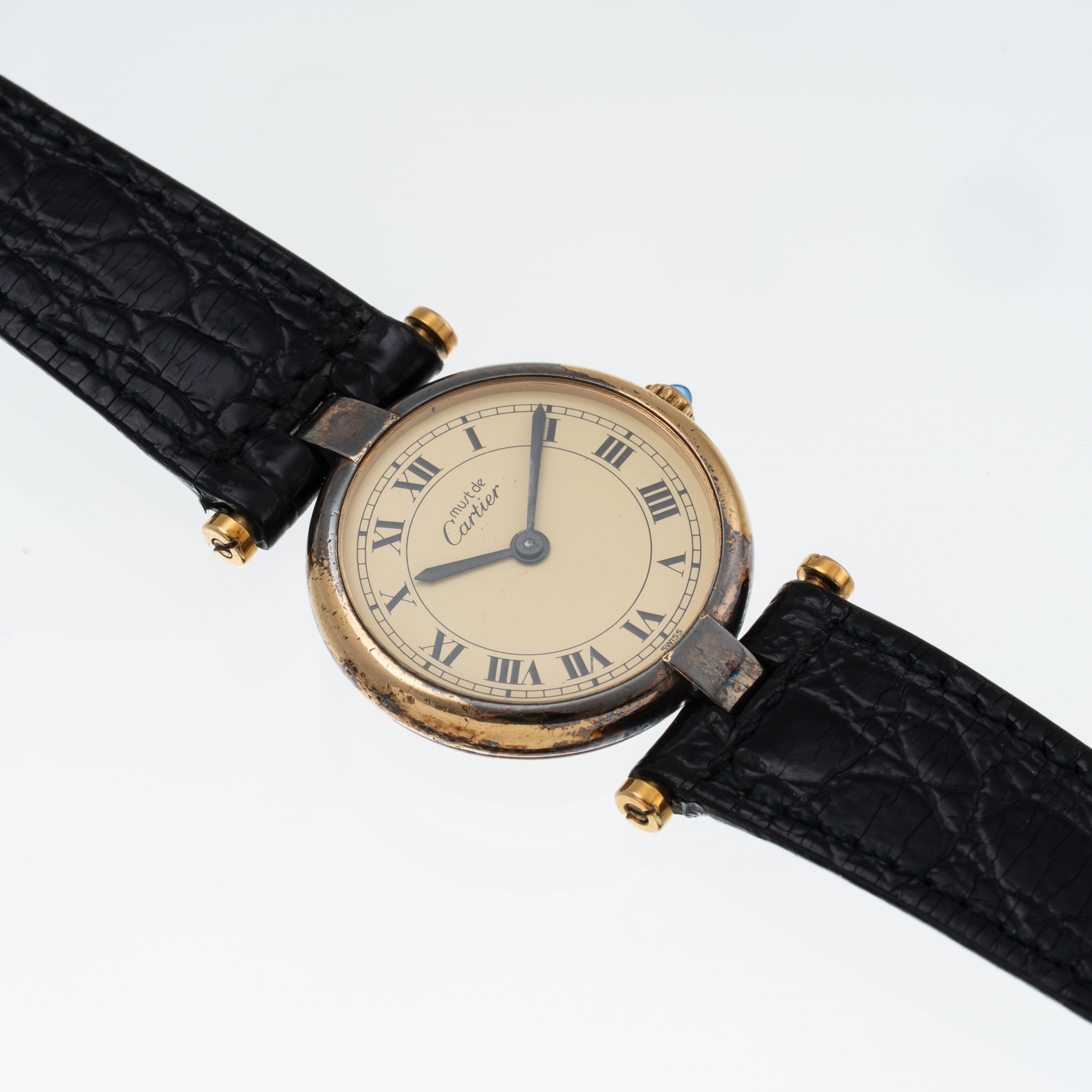 Cartier - Must de Vendôme — orologio solo tempo al quarzo in argento placcato oro con quadrante g...