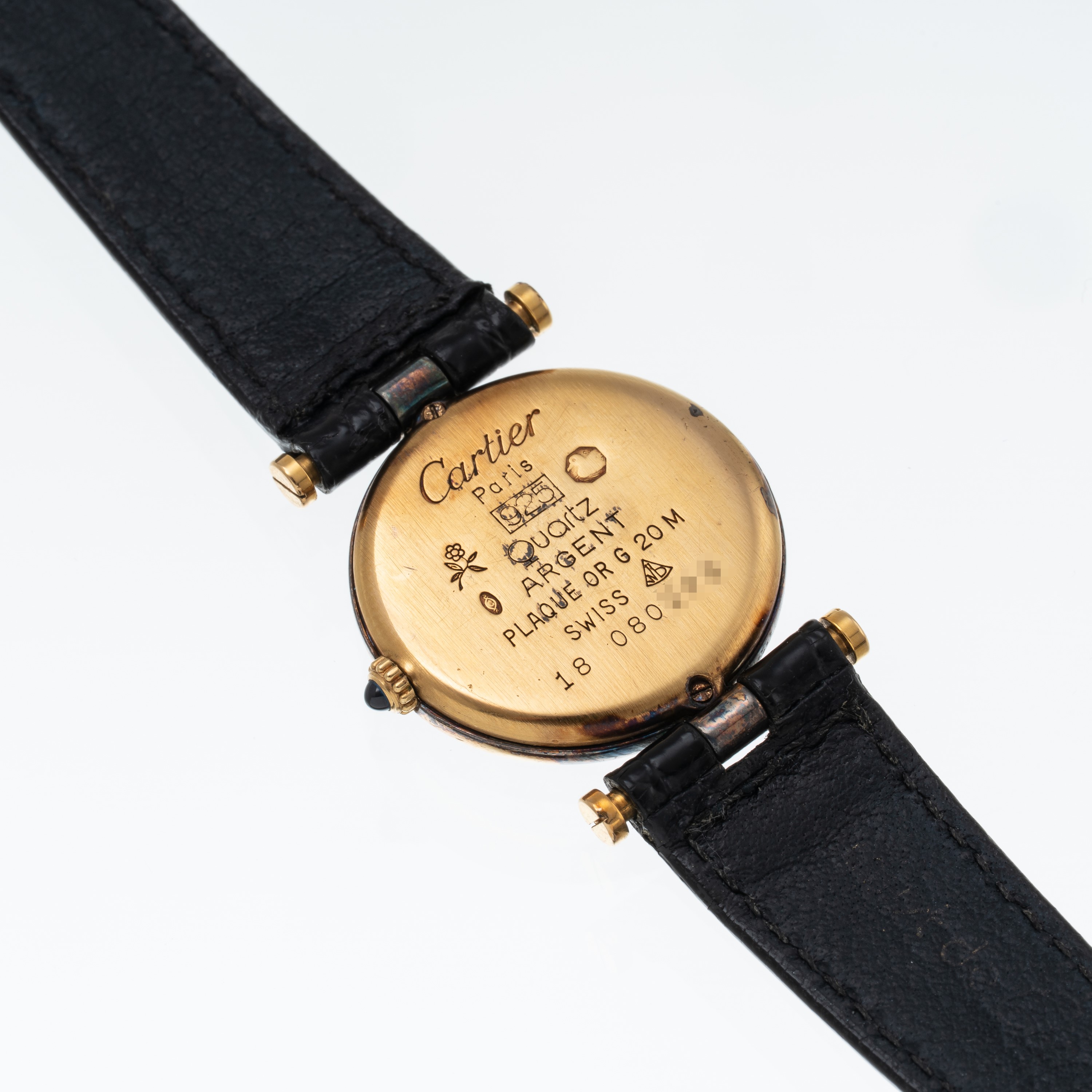 Cartier - Must de Vendôme — orologio solo tempo al quarzo in argento placcato oro con quadrante g...