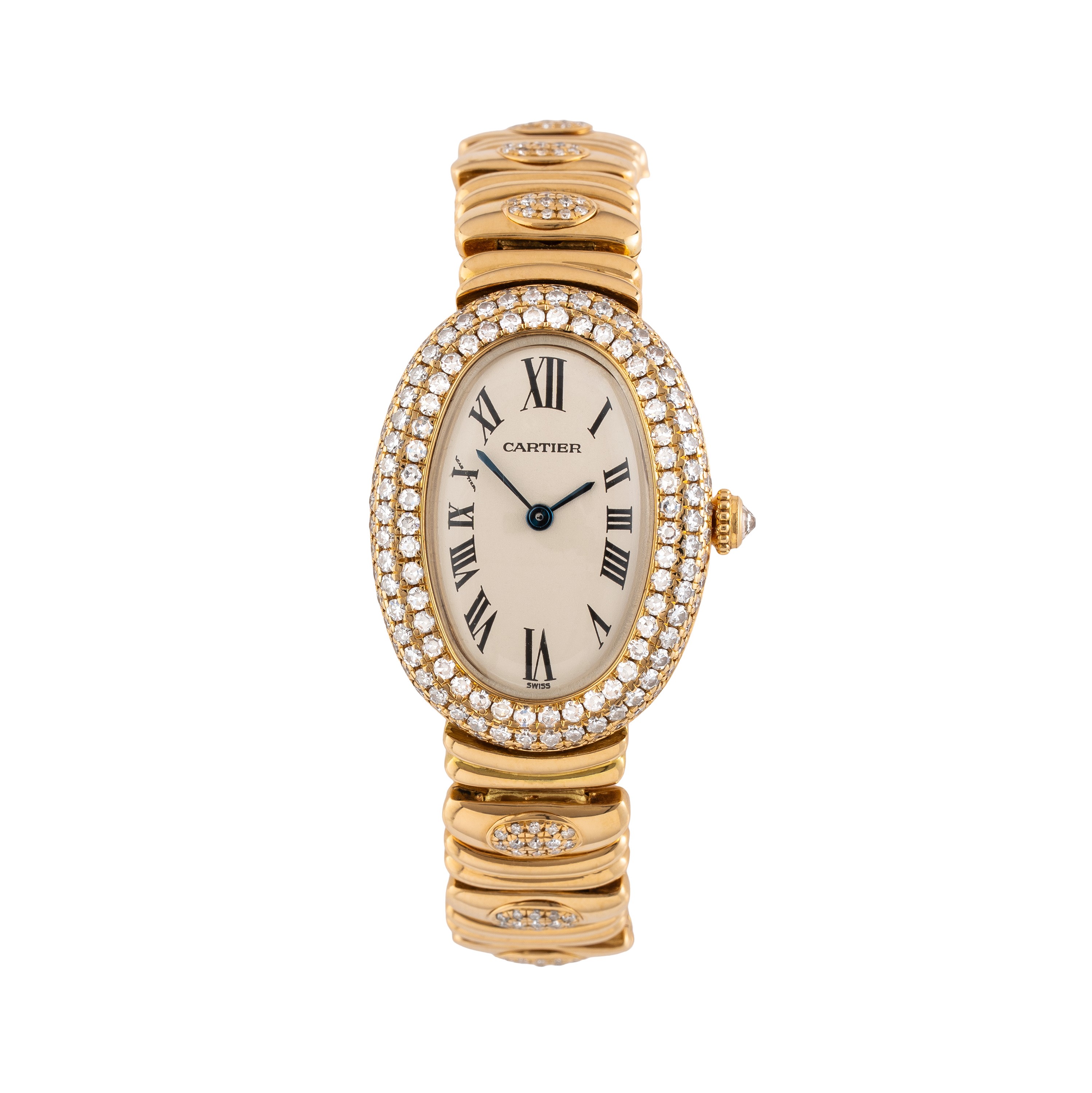 Cartier - Baignoire Factory Diamonds, orologio solo tempo al quarzo in oro giallo 18 kt con diama...