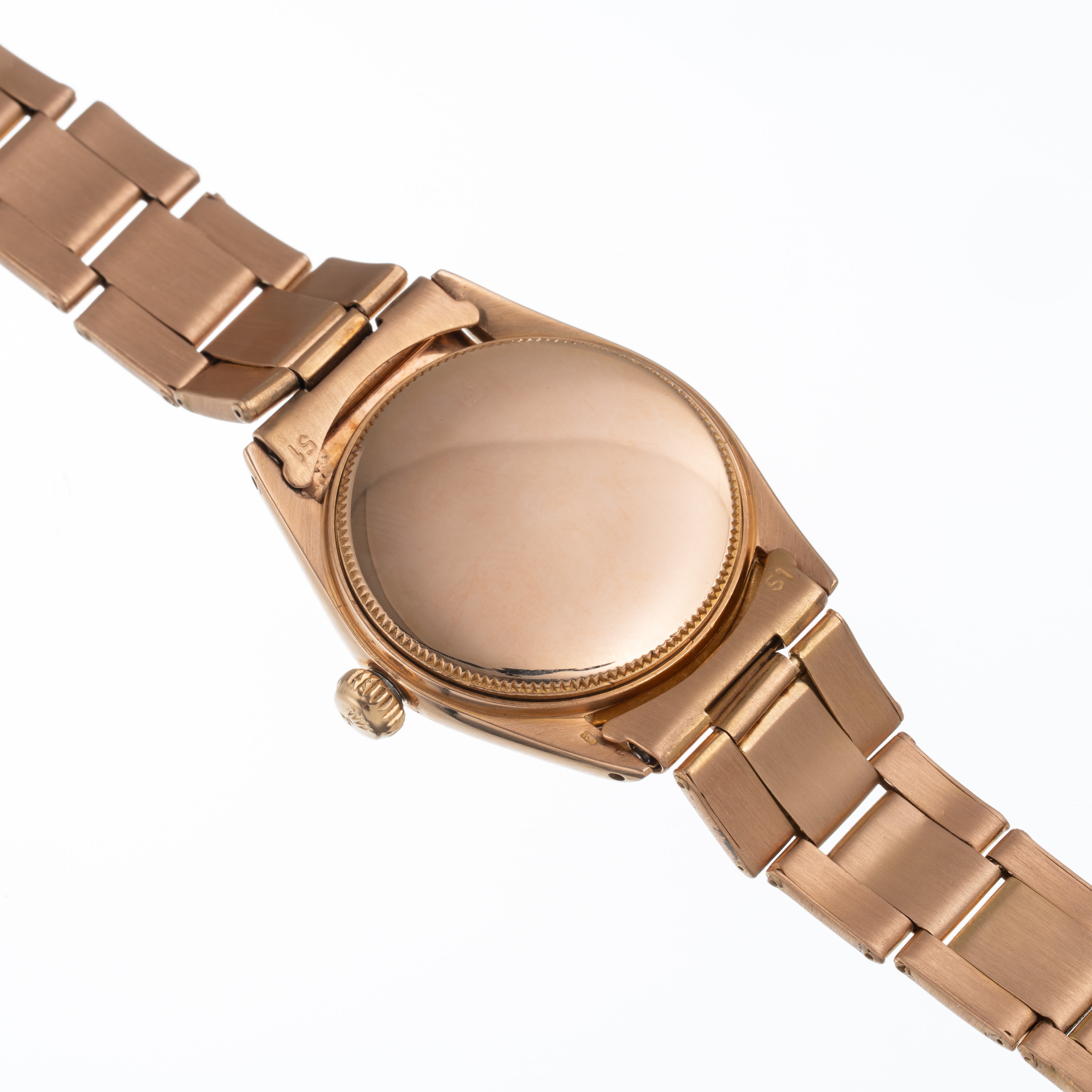 Rolex - Oyster Perpetual 6548 — solo tempo automatico in oro rosa 18 kt con quadrante grigio
