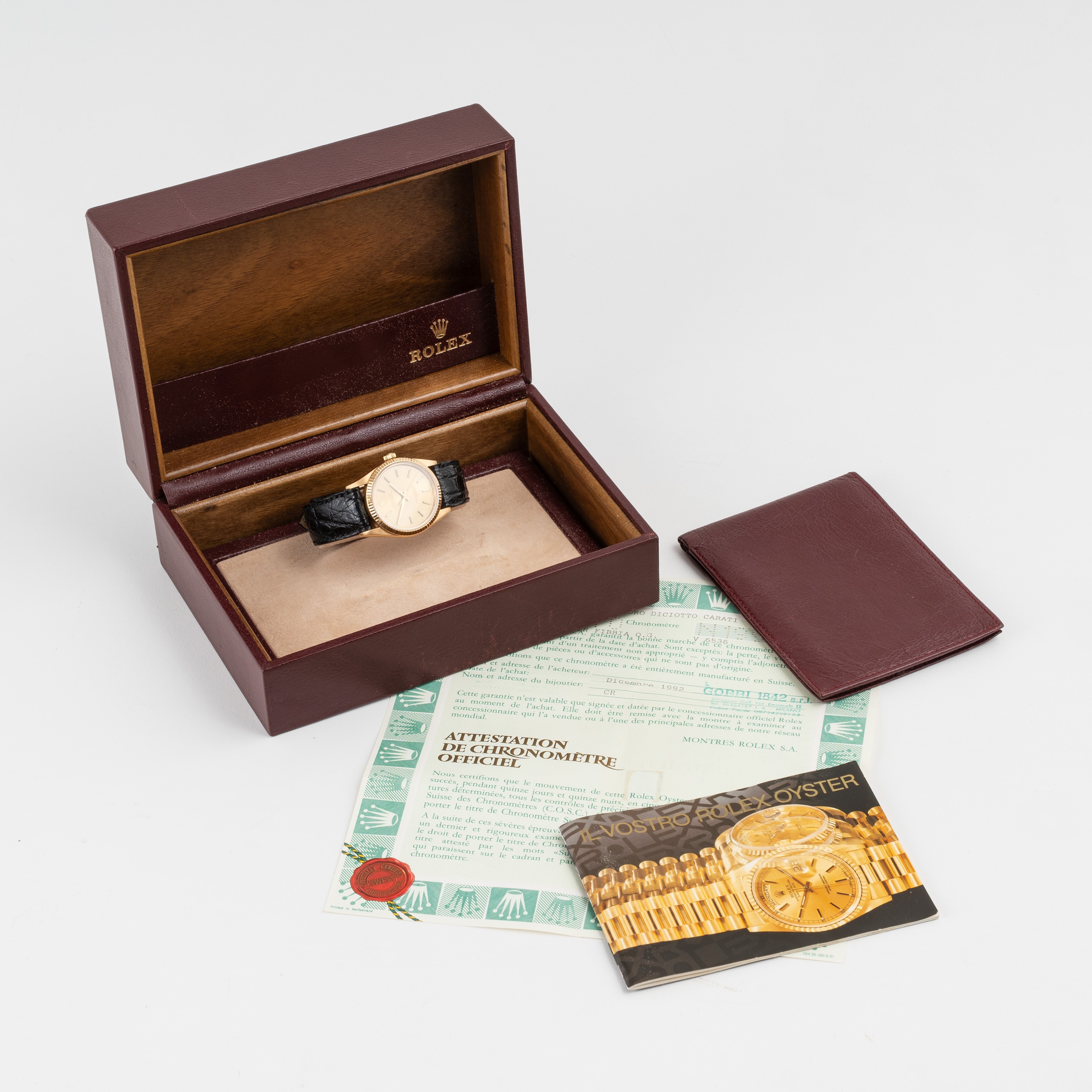Rolex - Oyster Perpetual 14238, Solo Tempo automatico in oro giallo 18 kt con quadrante champagne