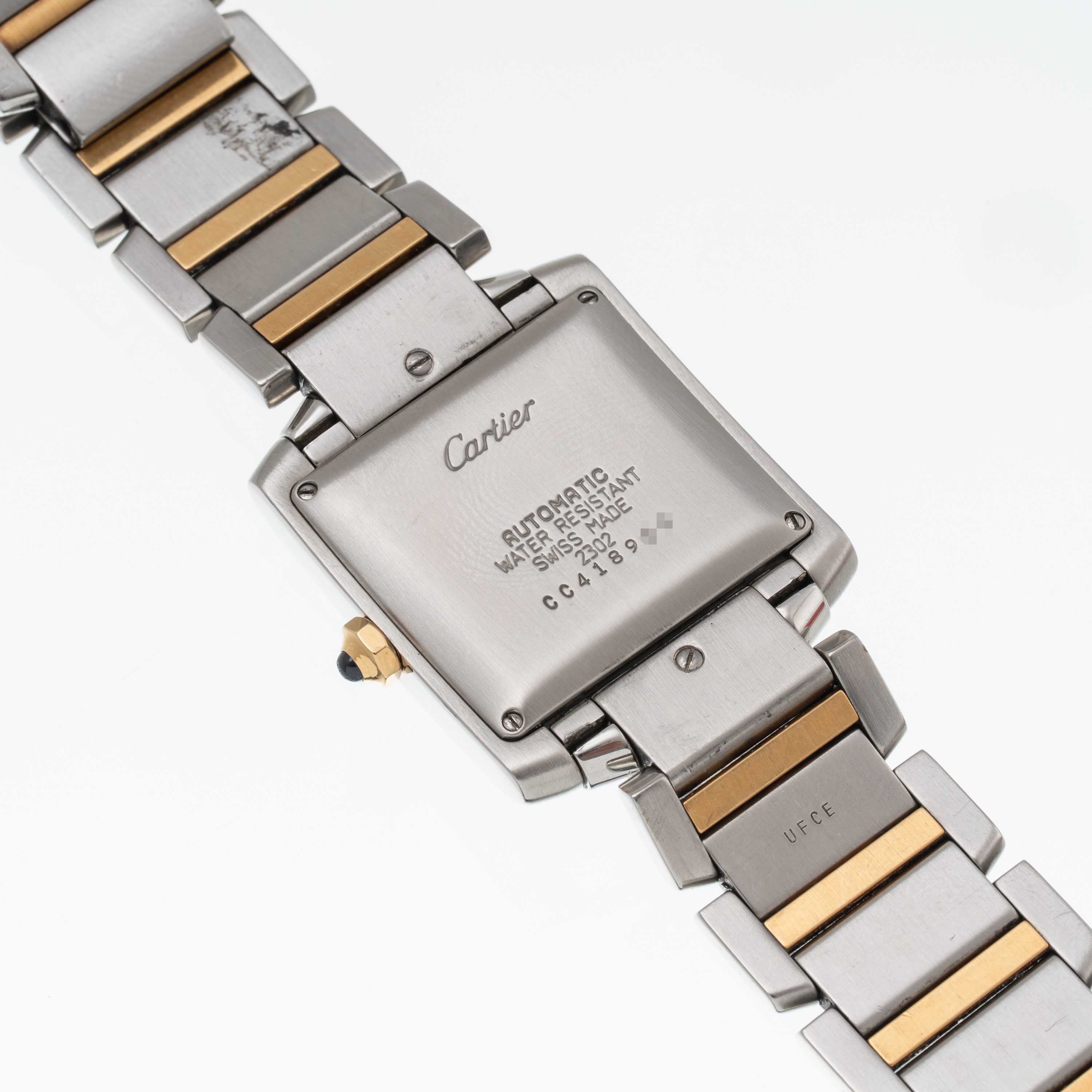 Cartier - Tank Francaise 2302, orologio solo tempo automatico in acciaio e oro giallo 18 kt