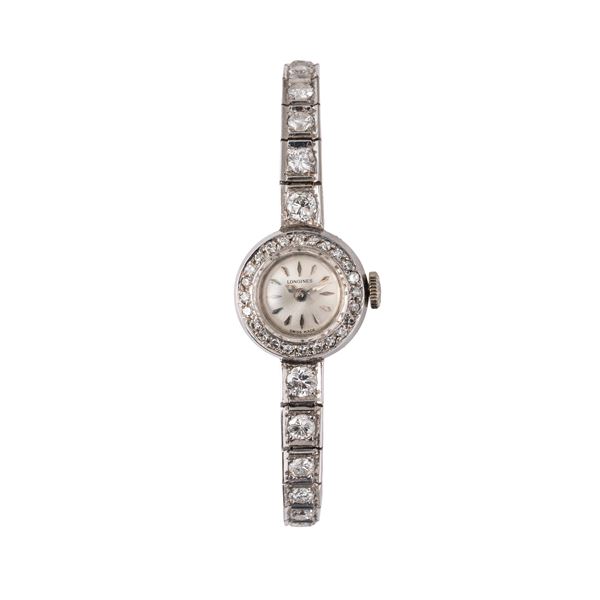 LONGINES - LONGINES - COCKTAIL  OROLOGIO SOLO TEMPO A CARICA MANUALE IN ORO BIANCO 18 KT CON BRACCIALE INTEGRATO IN ORO BIANCO 18 KT E DIAMANTI