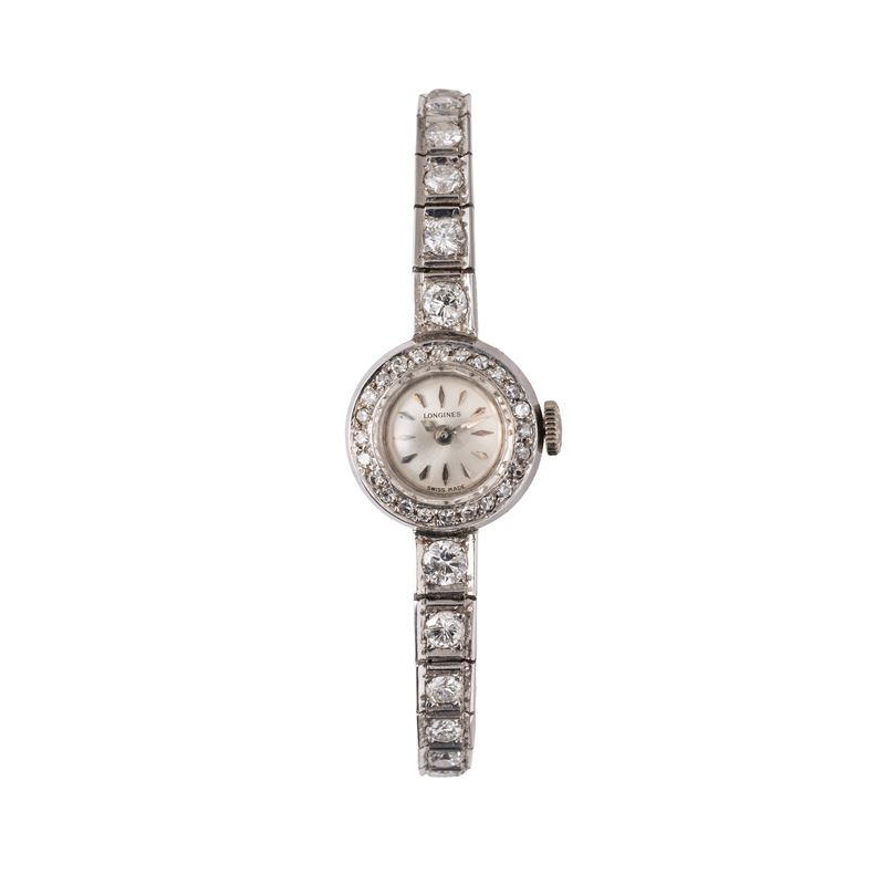 Longines - Orologio Cocktail in oro bianco 18 kt con diamanti, carica manuale