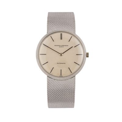 Orologio solo tempo con carica automatica in oro bianco 18 kt, ref. 7416 (quadro grigio “Clous de...