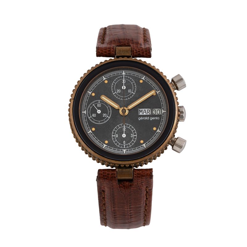 Gerald Genta - Gefica Chrono, cronografo automatico in bronzo con quadrante ardesia