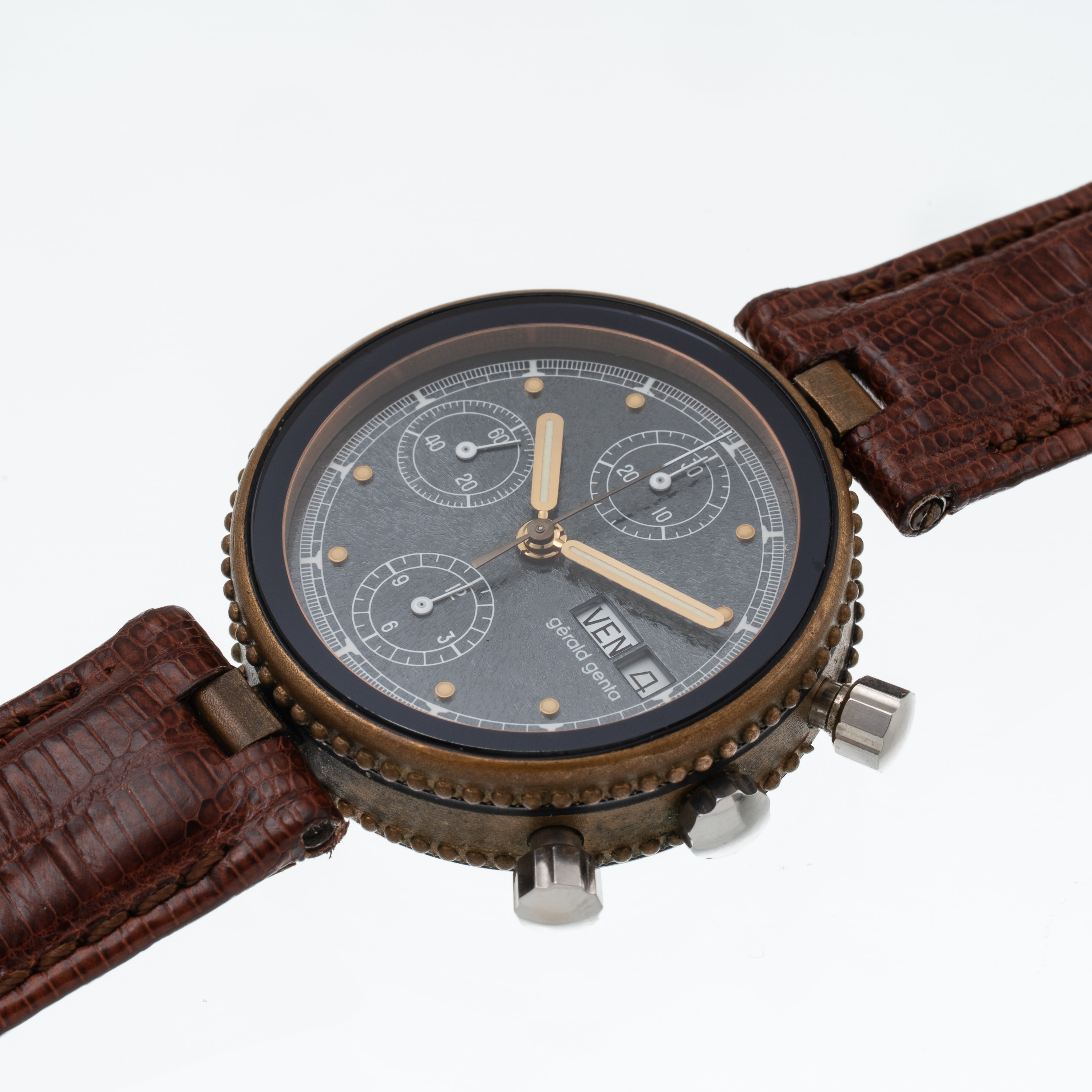 Gerald Genta - Gefica Chrono, cronografo automatico in bronzo con quadrante ardesia