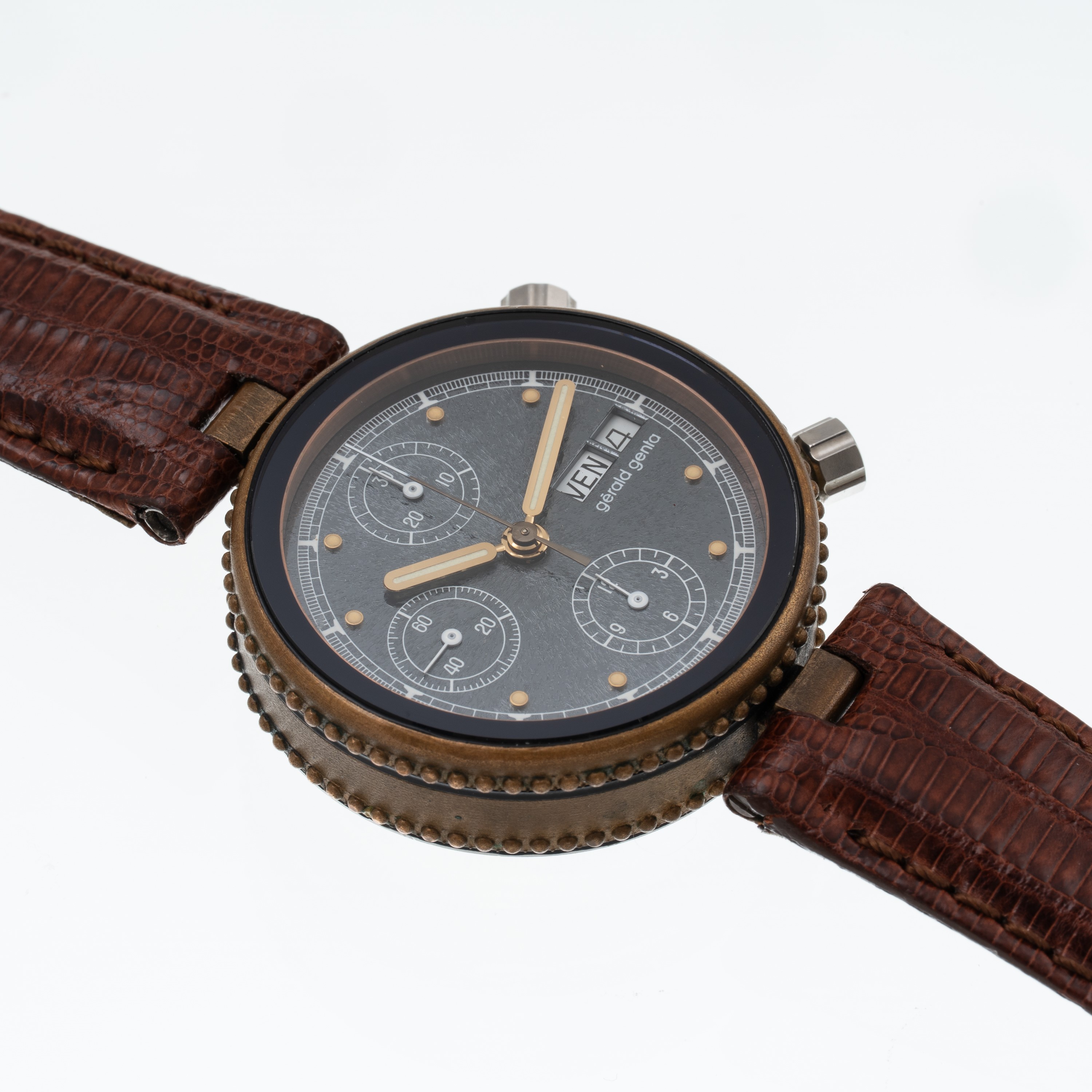Gerald Genta - Gefica Chrono, cronografo automatico in bronzo con quadrante ardesia