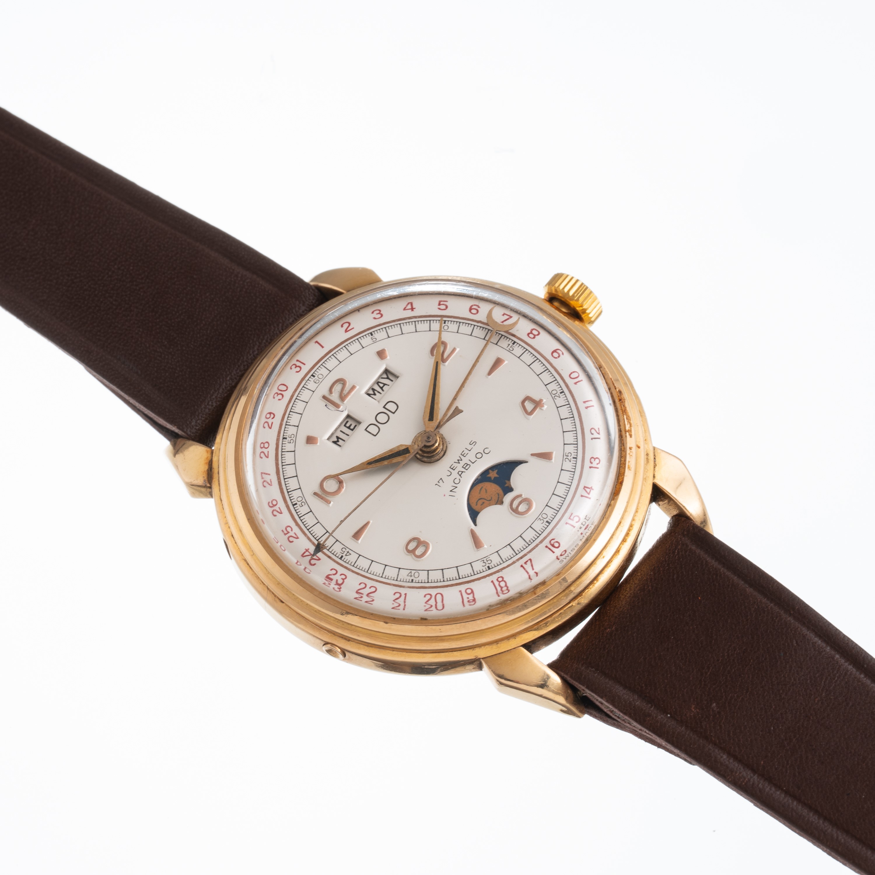 Dod - Triplo calendario con fasi lunari a carica manuale in oro giallo 18 kt