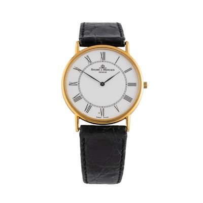 Baume & Mercier, Orologio Solo Tempo al quarzo in oro giallo 18 kt con quadrante bianco e indici ...