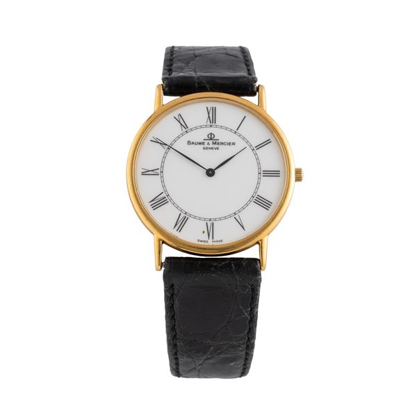 BAUME ET MERCIER - BAUME & MERCIER OROLOGIO SOLO TEMPO AL QUARZO IN ORO GIALLO 18 KT CON QUADRANTE BIANCO CON INDICI ROMANI NERI