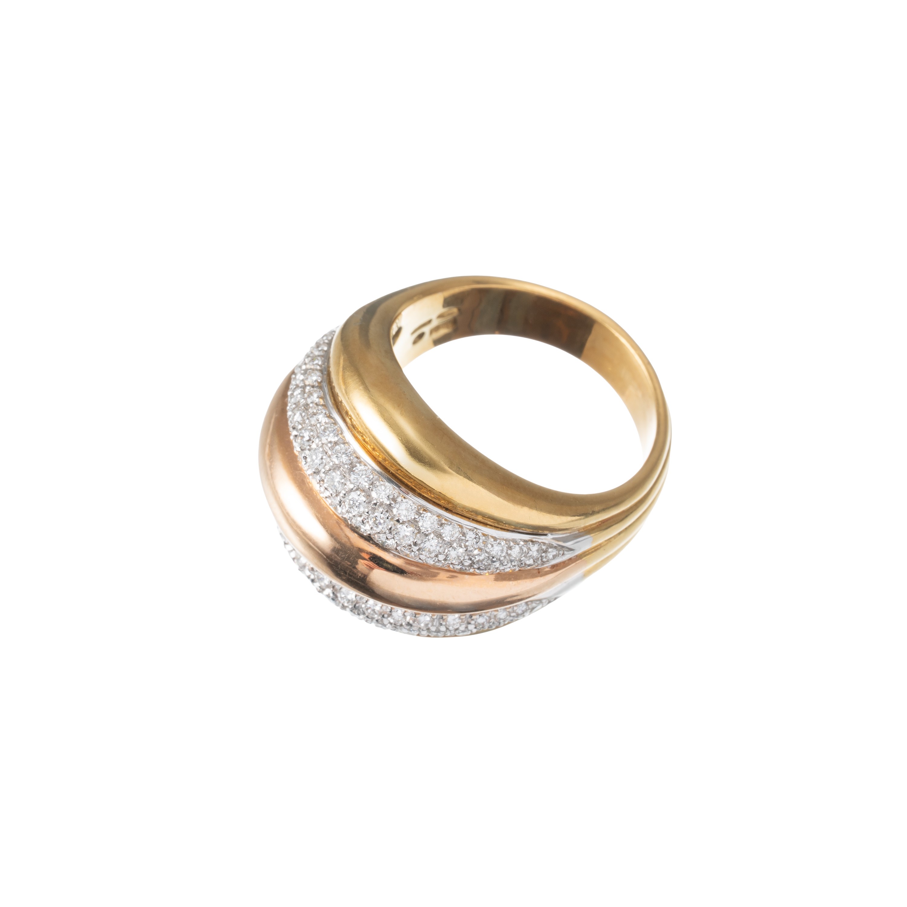 Damiani, Anello “Spicchio di Luna” in oro 18 kt con pavé di diamanti