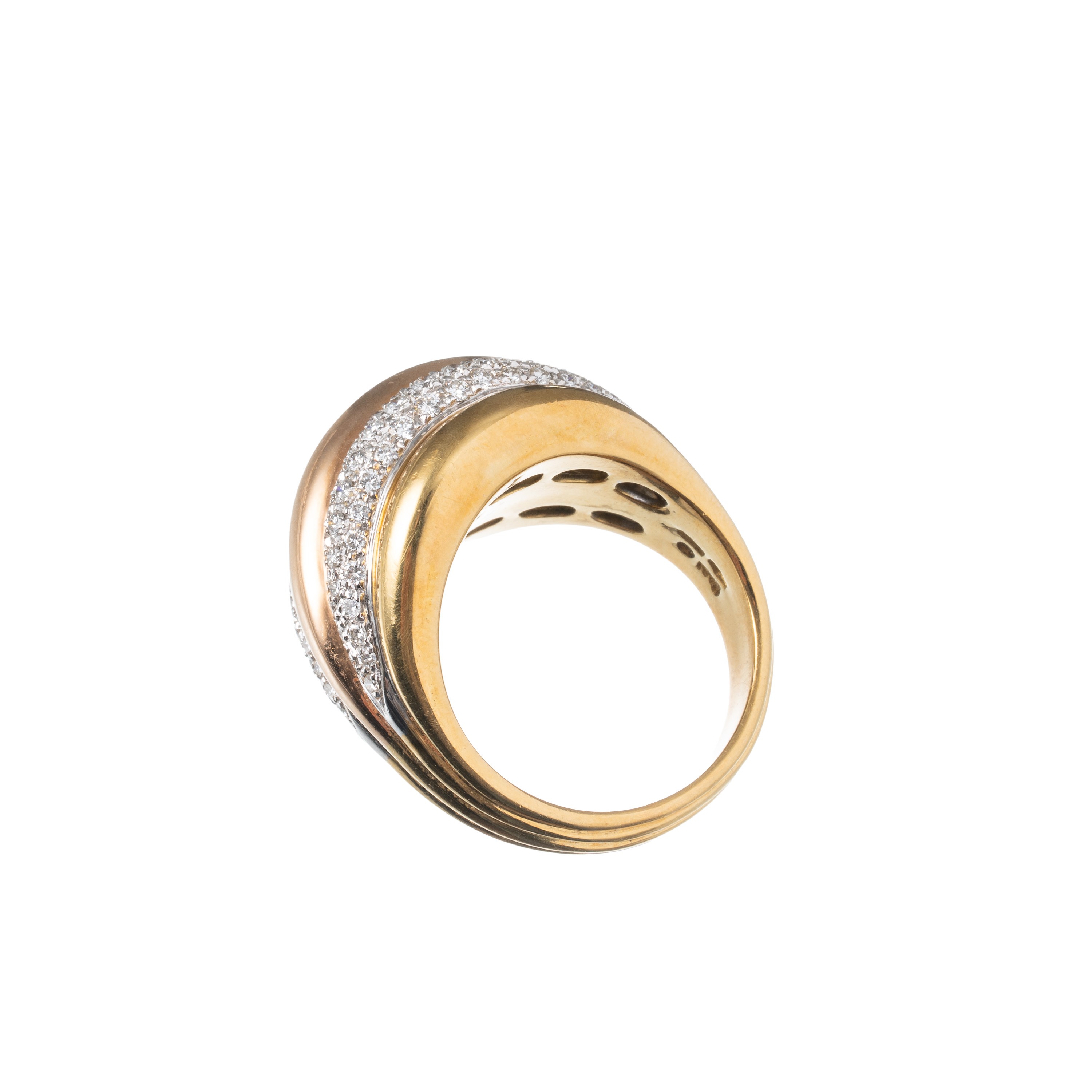 Damiani, Anello “Spicchio di Luna” in oro 18 kt con pavé di diamanti