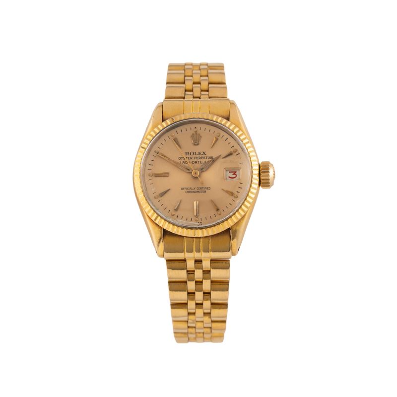 Rolex - Lady Date Just 6517 (1959) — orologio automatico in oro giallo 18 kt con quadrante champa...