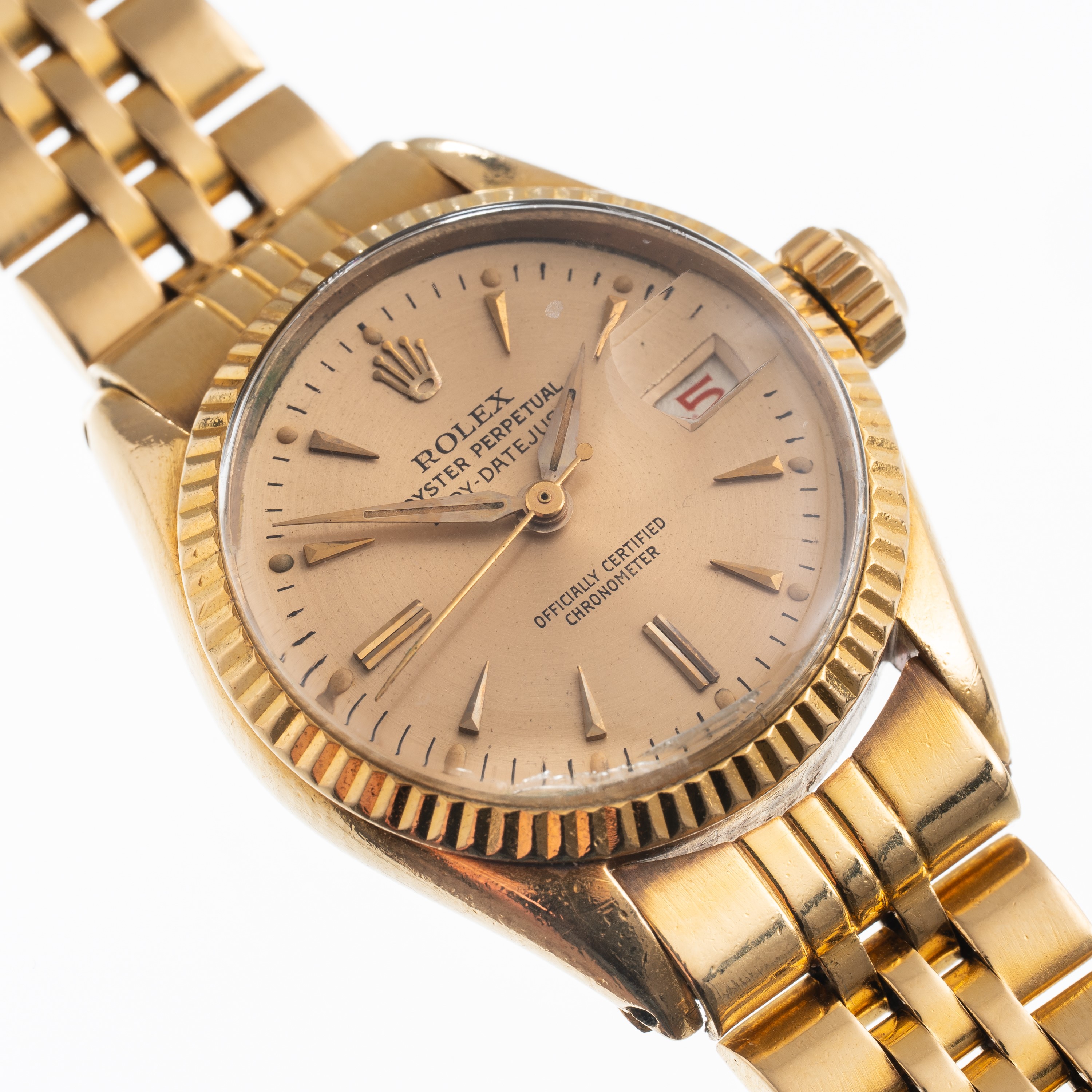 Rolex - Lady Date Just 6517 (1959) — orologio automatico in oro giallo 18 kt con quadrante champa...