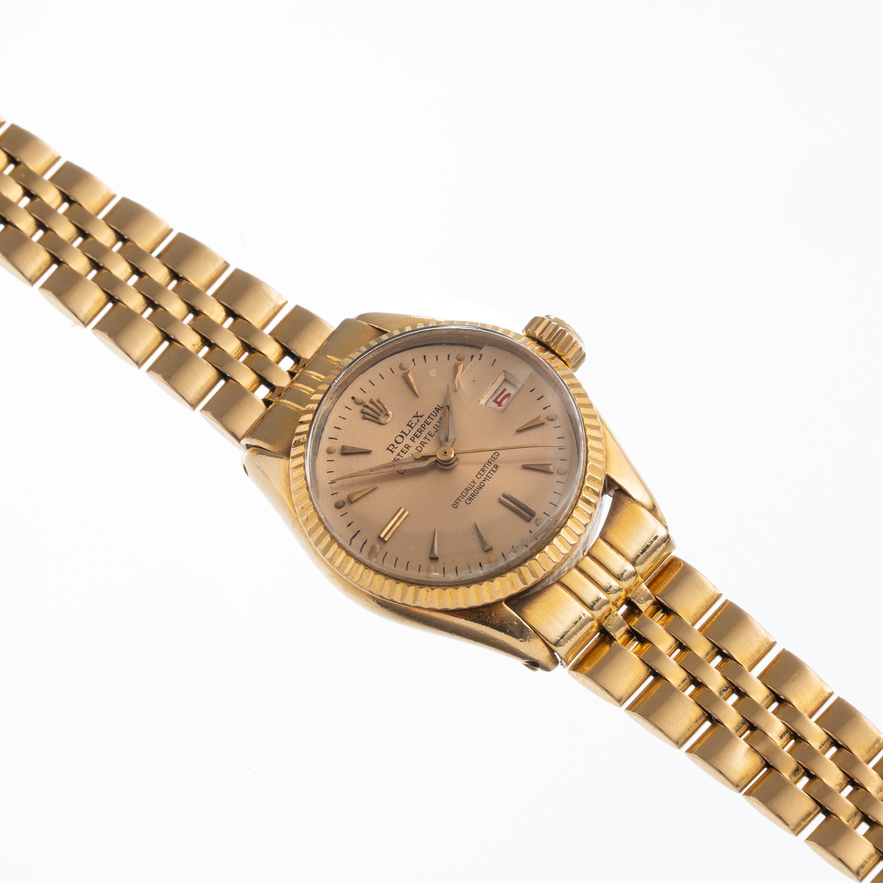 Rolex - Lady Date Just 6517 (1959) — orologio automatico in oro giallo 18 kt con quadrante champa...