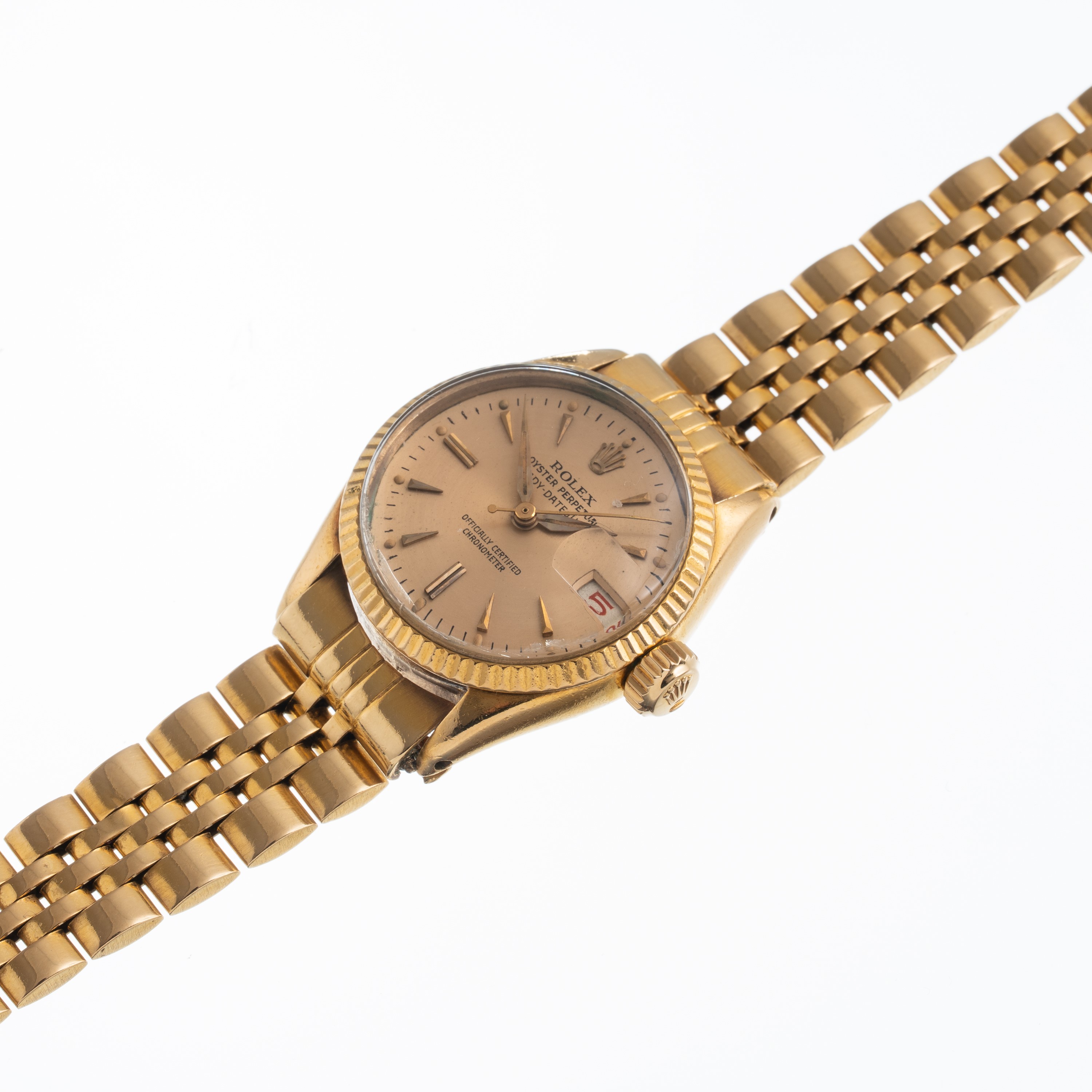 Rolex - Lady Date Just 6517 (1959) — orologio automatico in oro giallo 18 kt con quadrante champa...