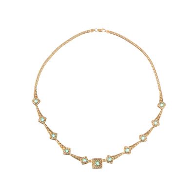 Collier, oro giallo 18 kt con smeraldi e brillantini