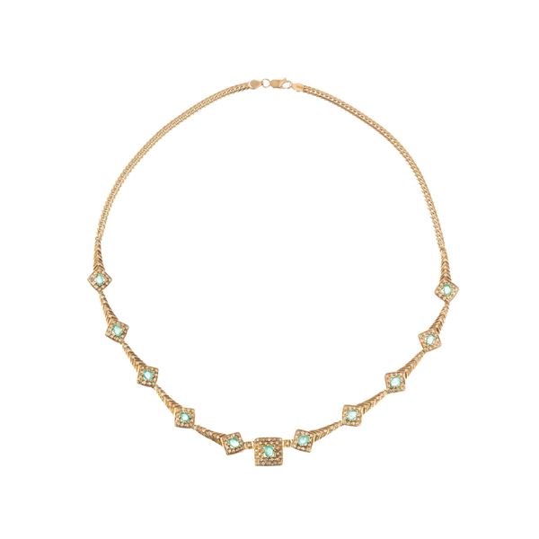 COLLIER IN ORO GIALLO 18 KT CON SMERALDI