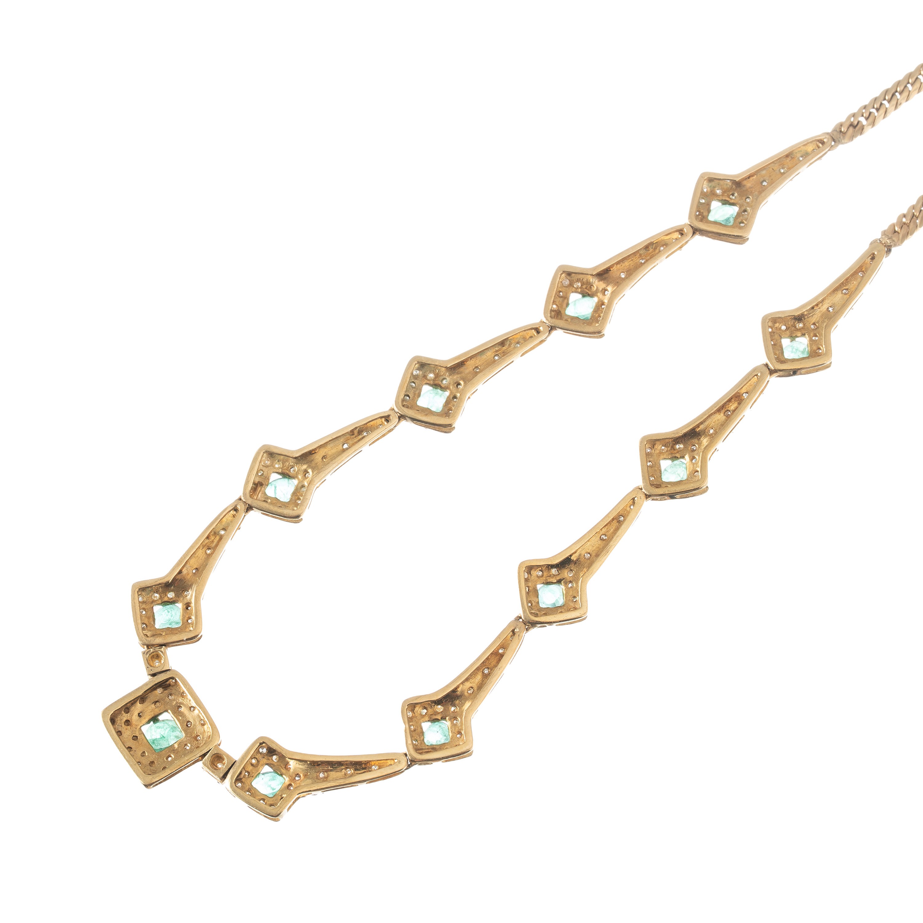 Collier, oro giallo 18 kt con smeraldi e brillantini