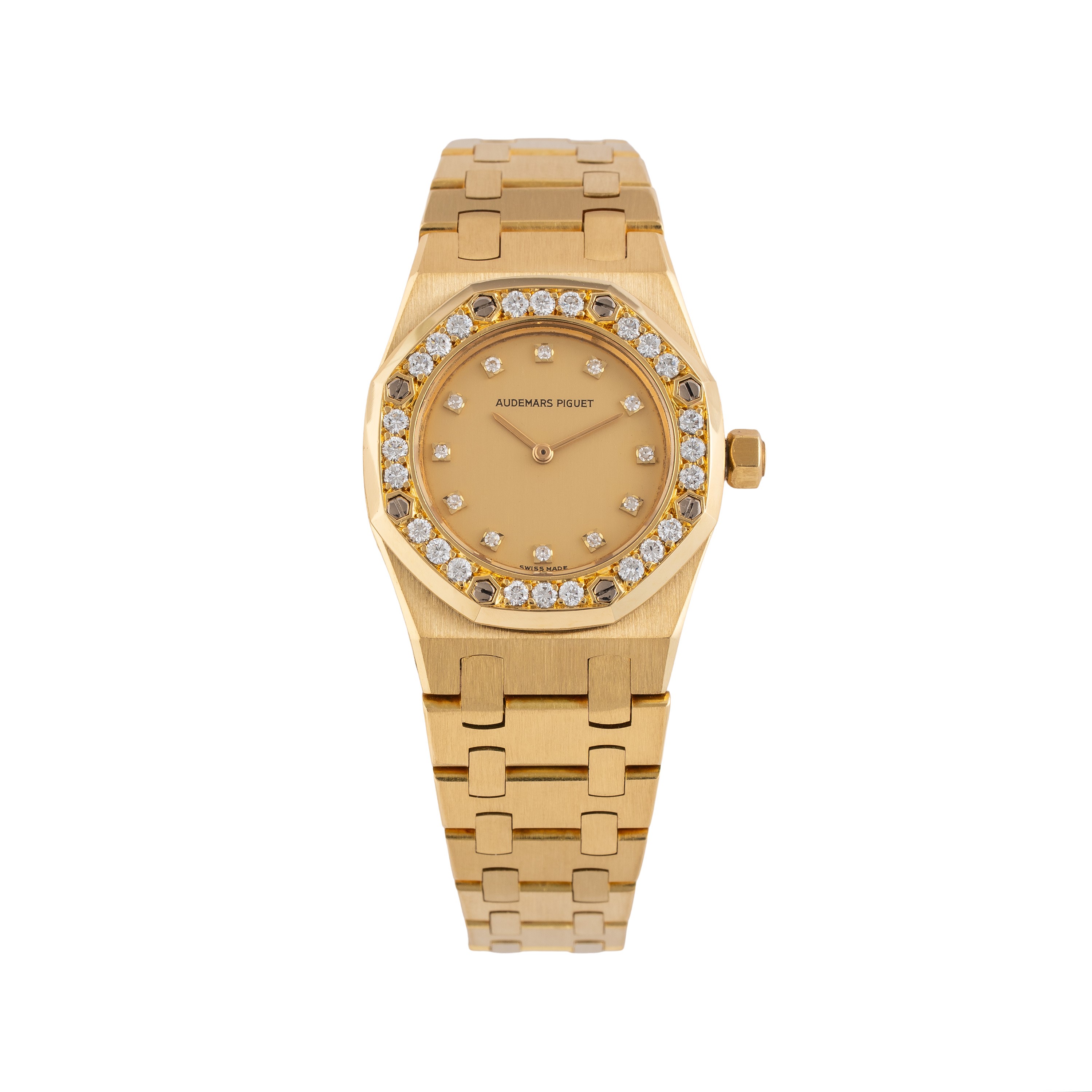 Audemars Piguet - Royal Oak Lady 6007BA, orologio solo tempo al quarzo in oro giallo 18 kt con di...