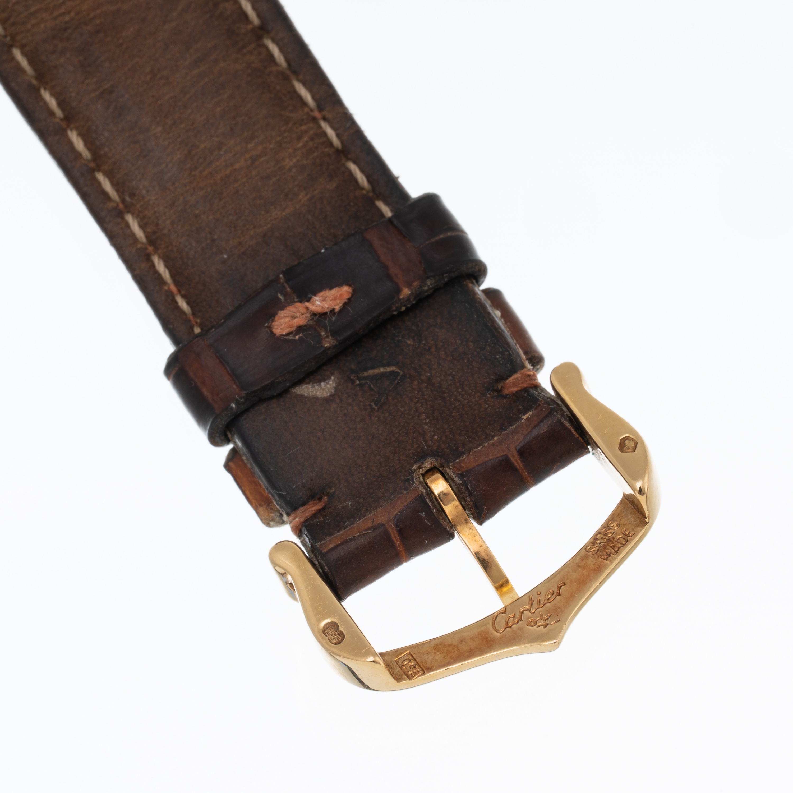 Cartier - Tank Francaise, orologio solo tempo al quarzo in oro giallo 18 kt con quadrante bianco
