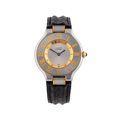 Must 21 1330, orologio solo tempo al quarzo in acciaio con quadrante argenté e cinturino in pelle