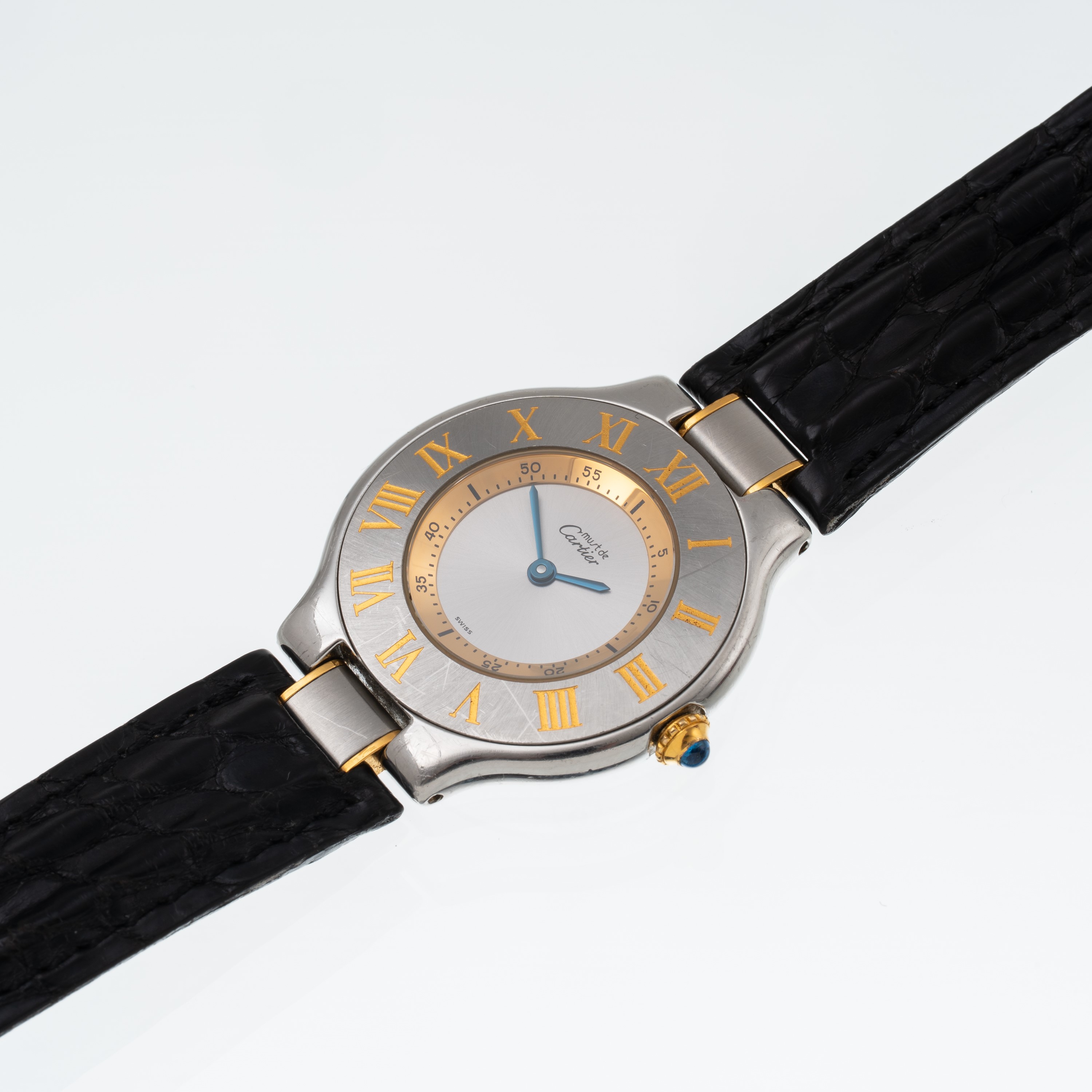 Cartier - Must 21 1330, orologio solo tempo al quarzo in acciaio con quadrante argenté e cinturin...