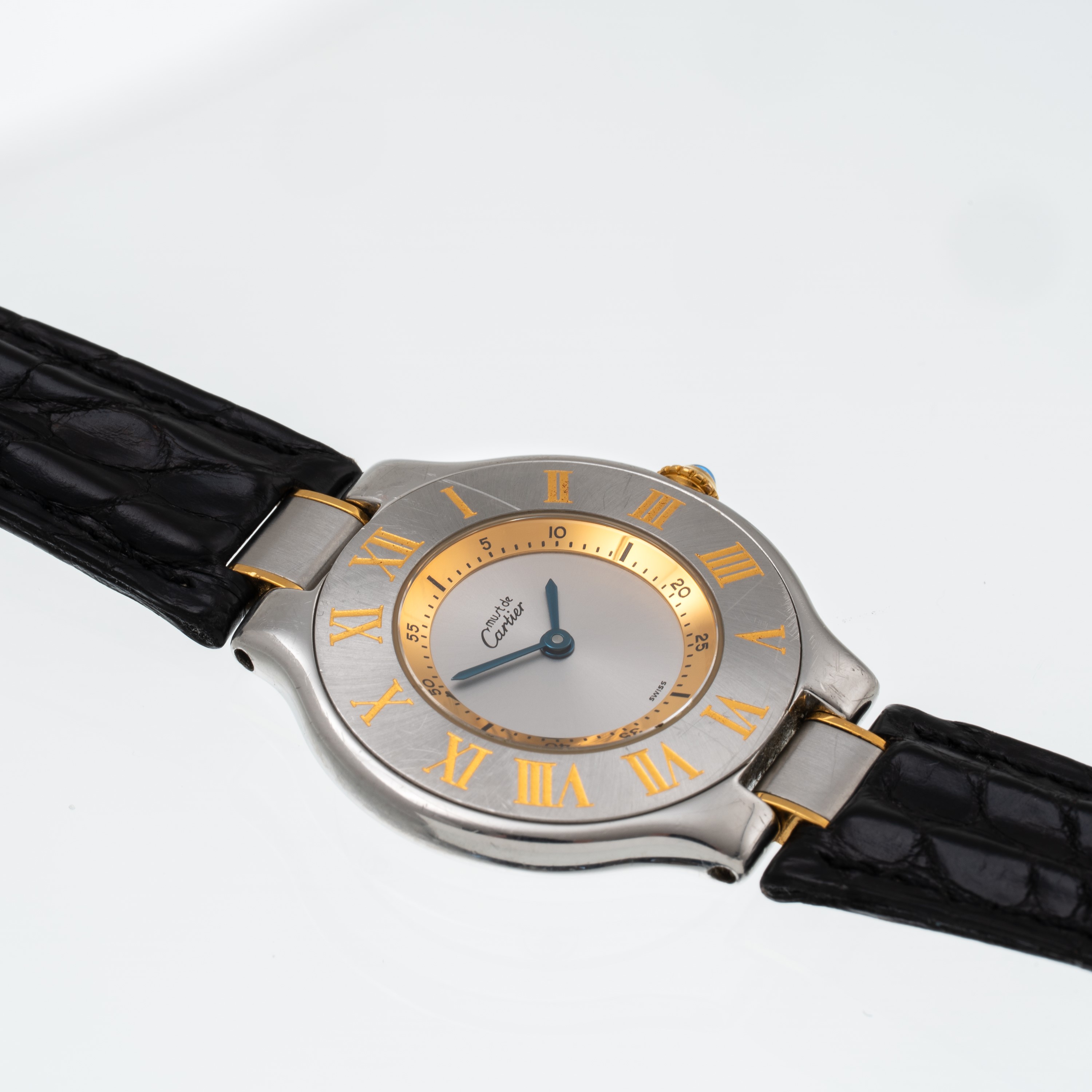 Cartier - Must 21 1330, orologio solo tempo al quarzo in acciaio con quadrante argenté e cinturin...