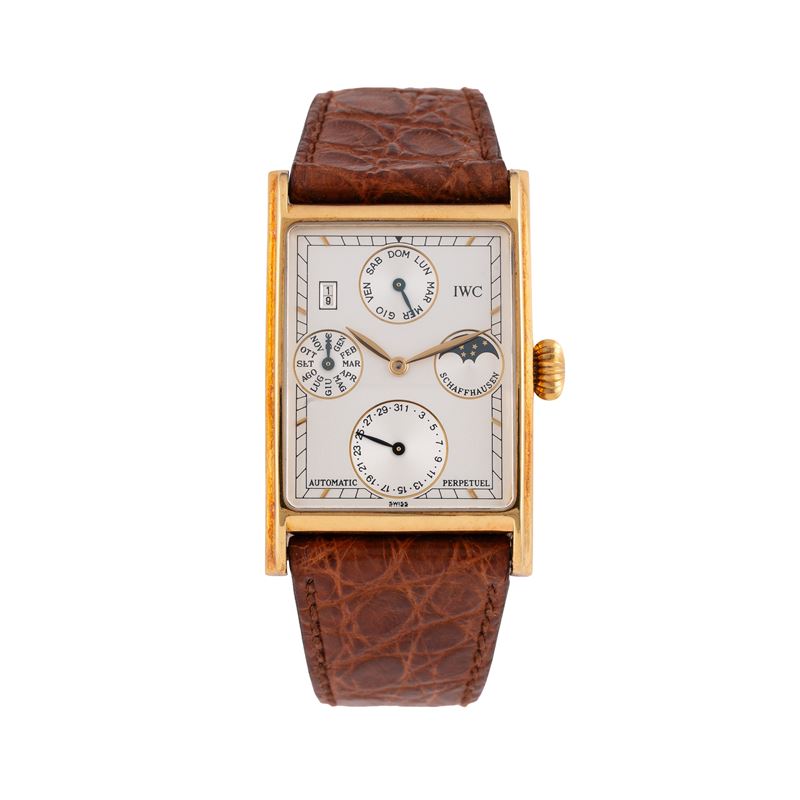 Iwc - Novecento – Calendario perpetuo in oro giallo 18 kt a carica automatica con quadrante argen...