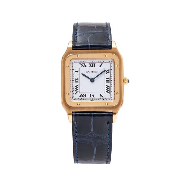 CARTIER - CARTIER - SANTOS DUMONT OROLOGIO SOLO TEMPO A CARICA MANUALE IN ORO GIALLO 18 KT CON QUADRANTE BIANCO E INDICI ROMANI NERI