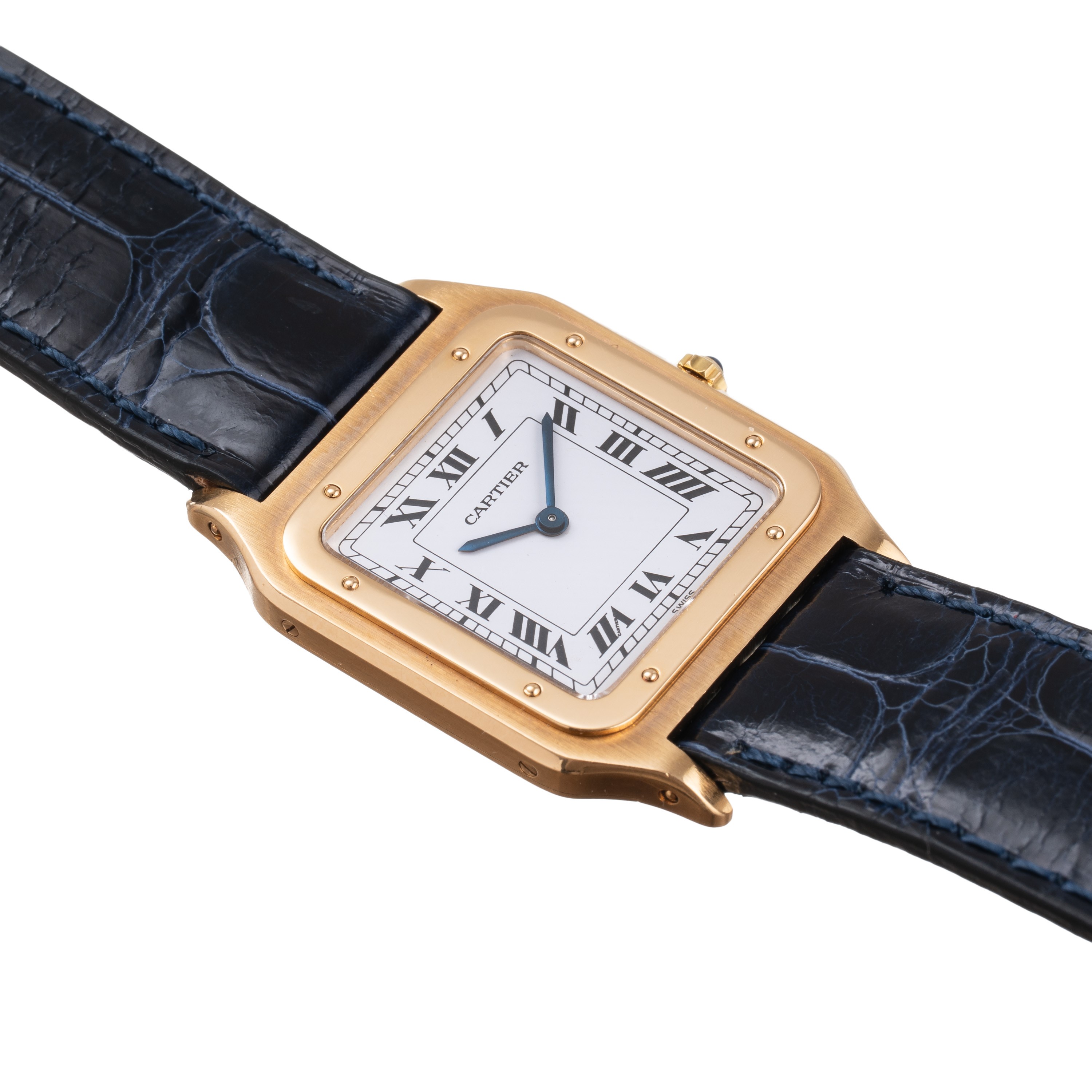 Cartier - Santos Dumont 96054, orologio solo tempo in oro giallo 18 kt con quadrante bianco e ind...