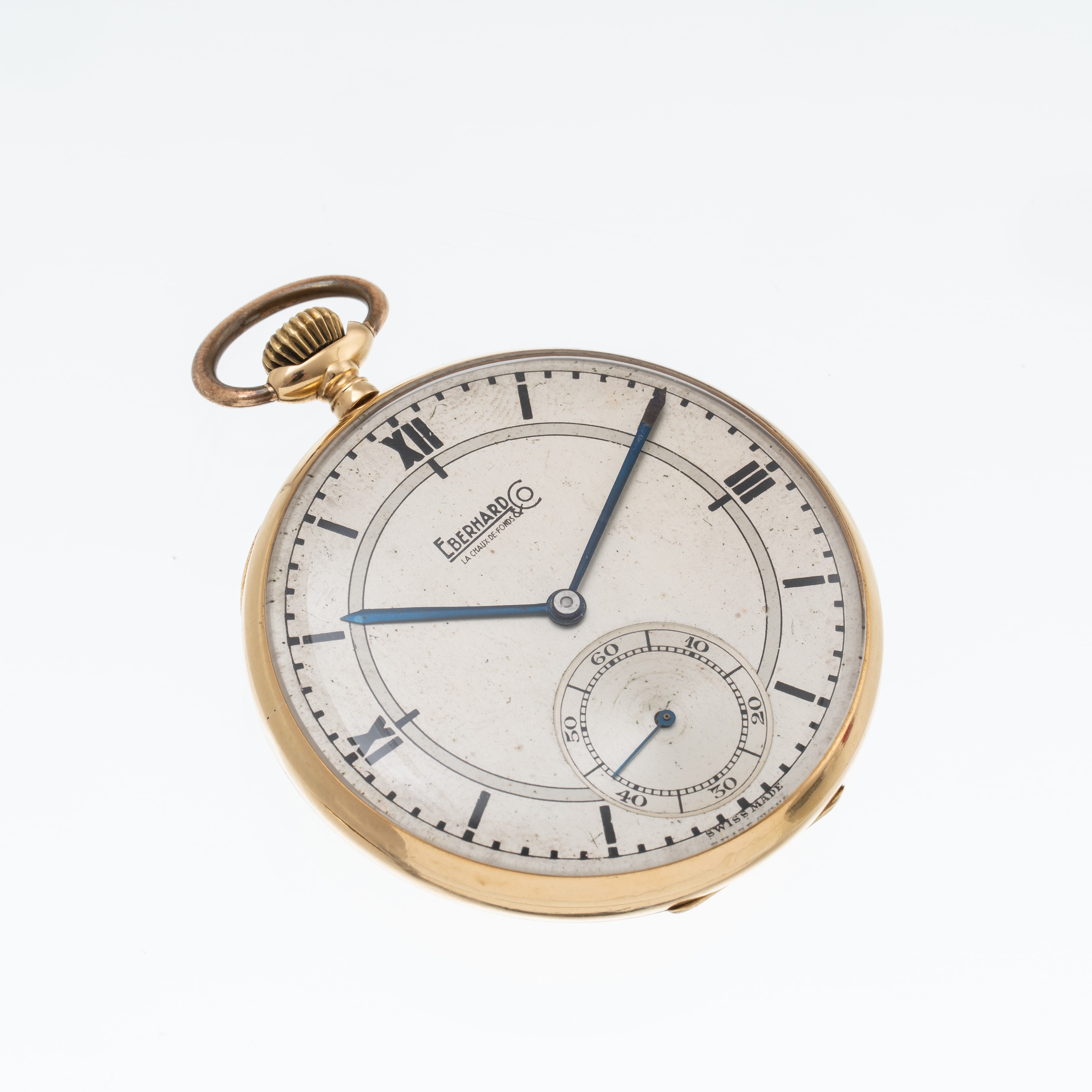 Eberhard - Orologio da tasca solo tempo a carica manuale in oro giallo 18 kt, quadrante bitonale
