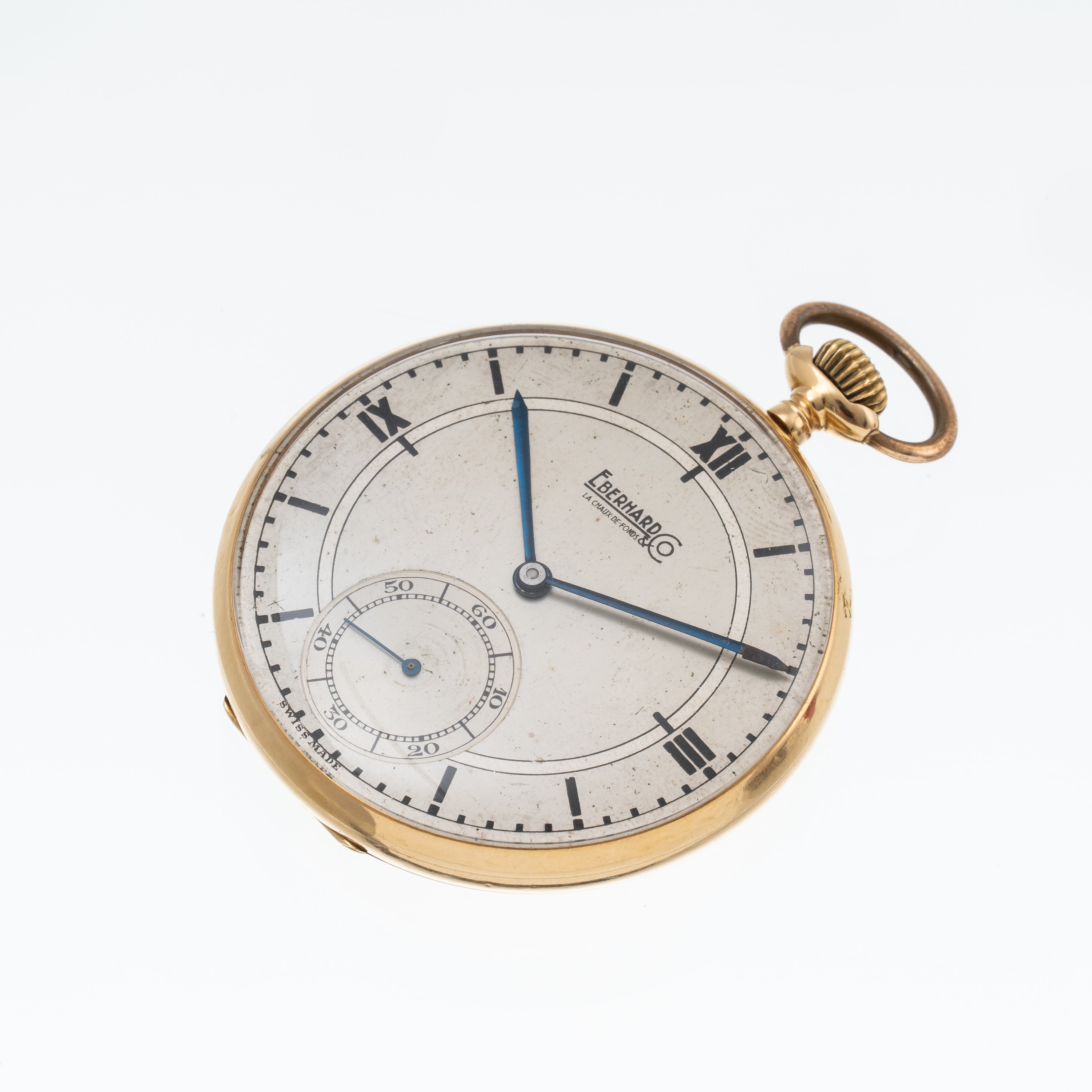 Eberhard - Orologio da tasca solo tempo a carica manuale in oro giallo 18 kt, quadrante bitonale