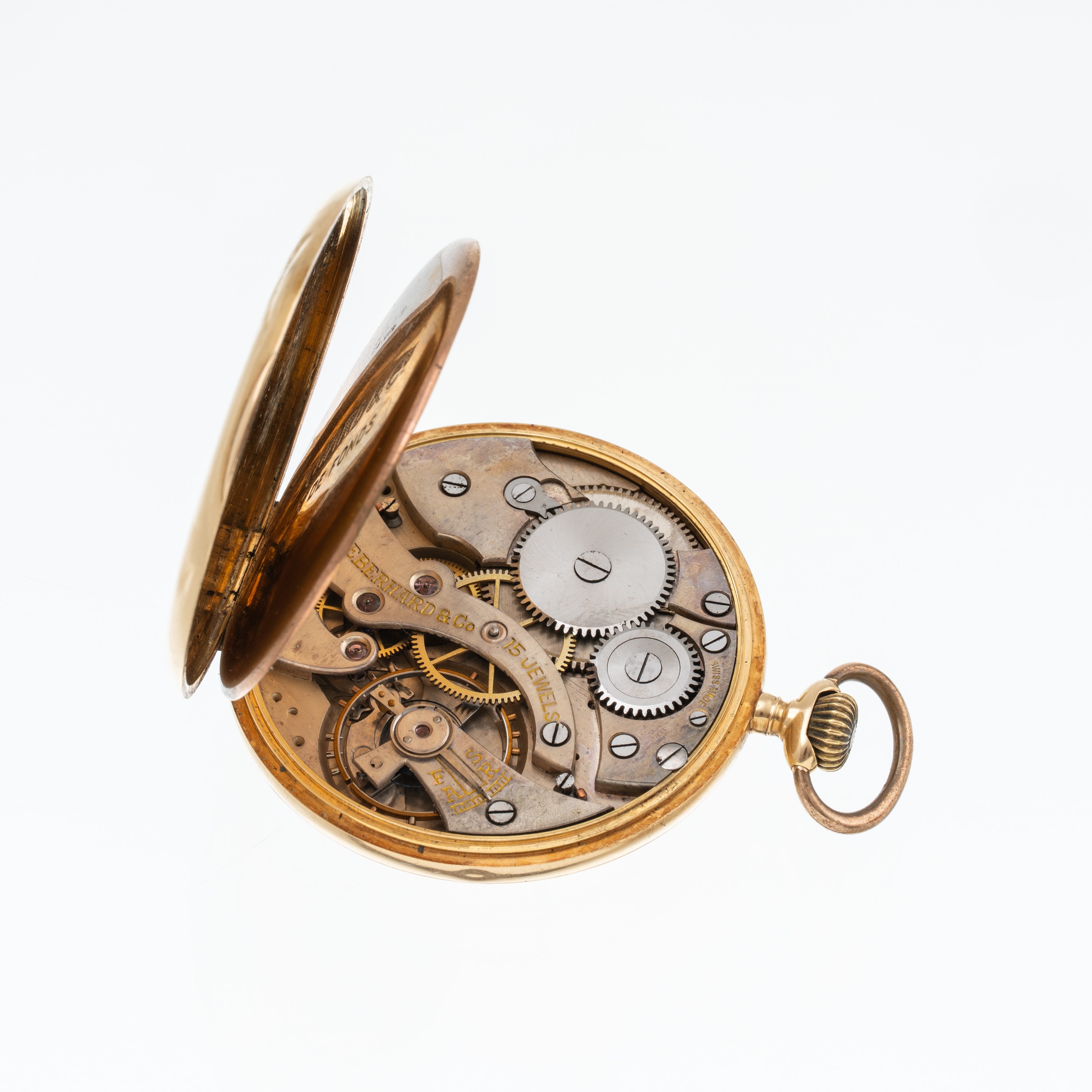 Eberhard - Orologio da tasca solo tempo a carica manuale in oro giallo 18 kt, quadrante bitonale