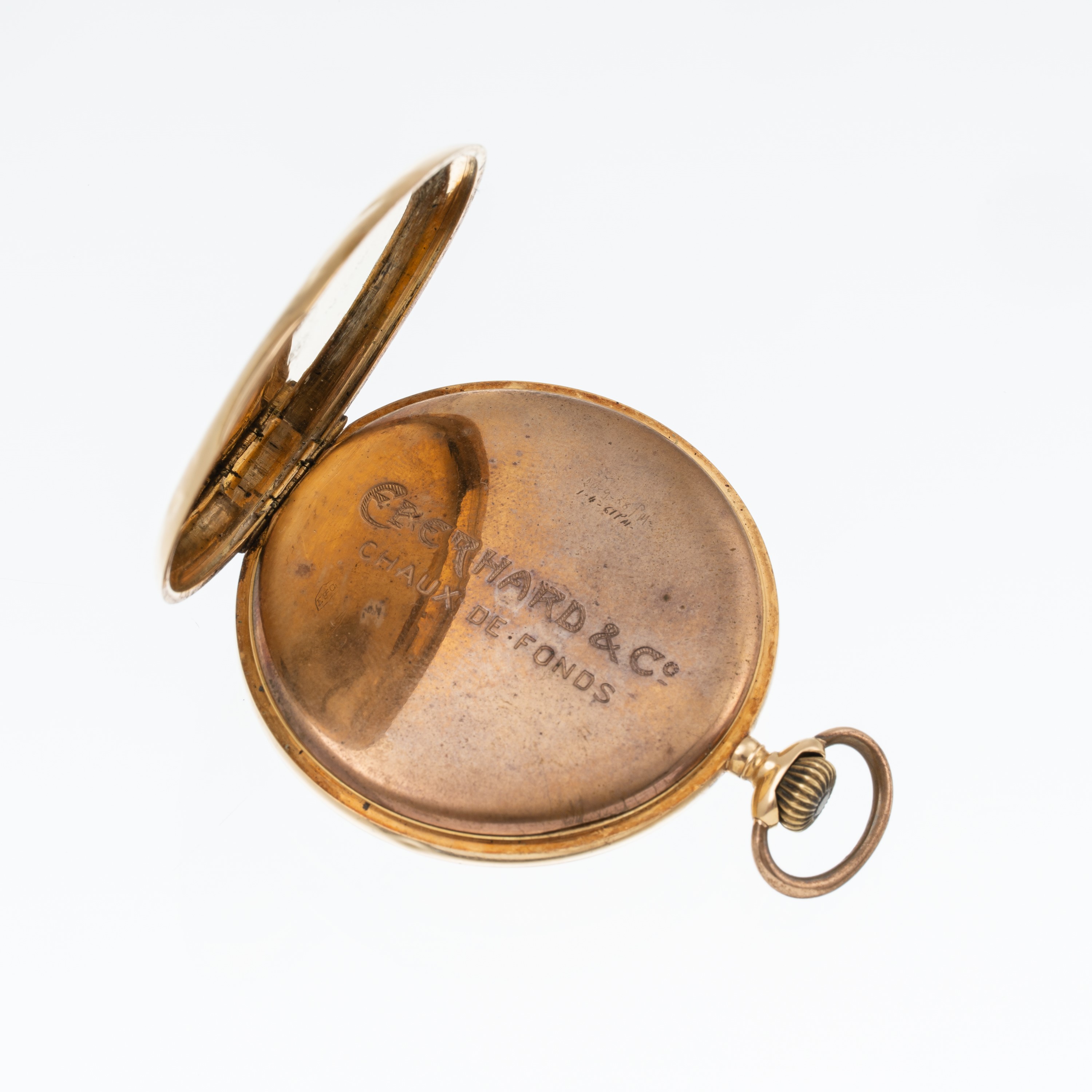 Eberhard - Orologio da tasca solo tempo a carica manuale in oro giallo 18 kt, quadrante bitonale