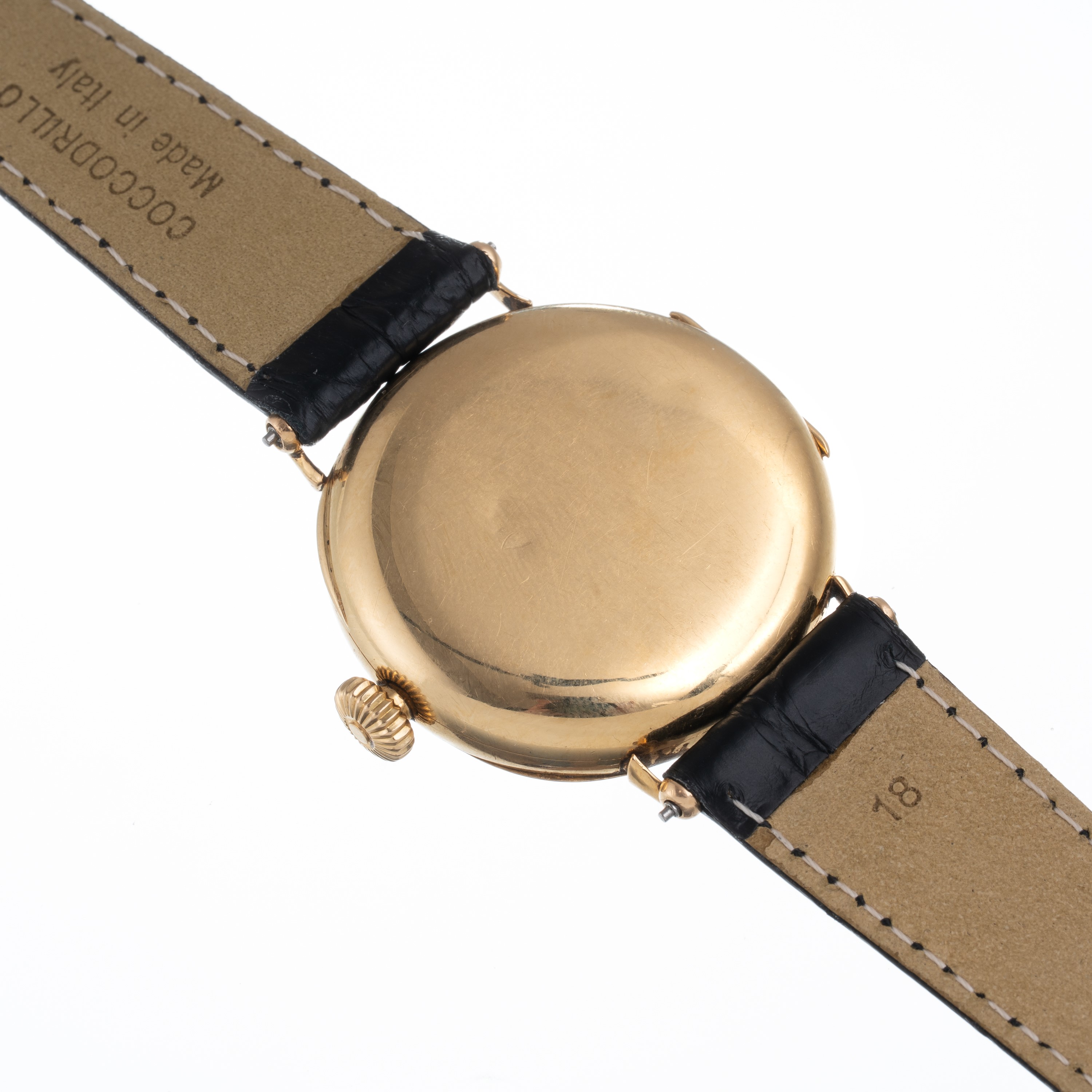 Vacheron Constantin - Cronografo monopulsante in oro giallo 18 kt con quadrante in porcellana e i...