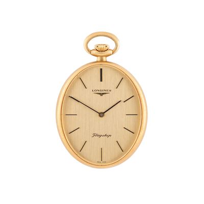 Flagship, orologio da tasca ovale in oro giallo 18 kt con quadrante champagne